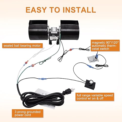 Miniatura 5 de Adviace GFK-160 GFK-160A Kit de ventilador de chimenea para Heat-N-Glo, Heat and Glow, Heat&Glo, Hearth and Home, Superior, Quadra-Fire Chimeneas,