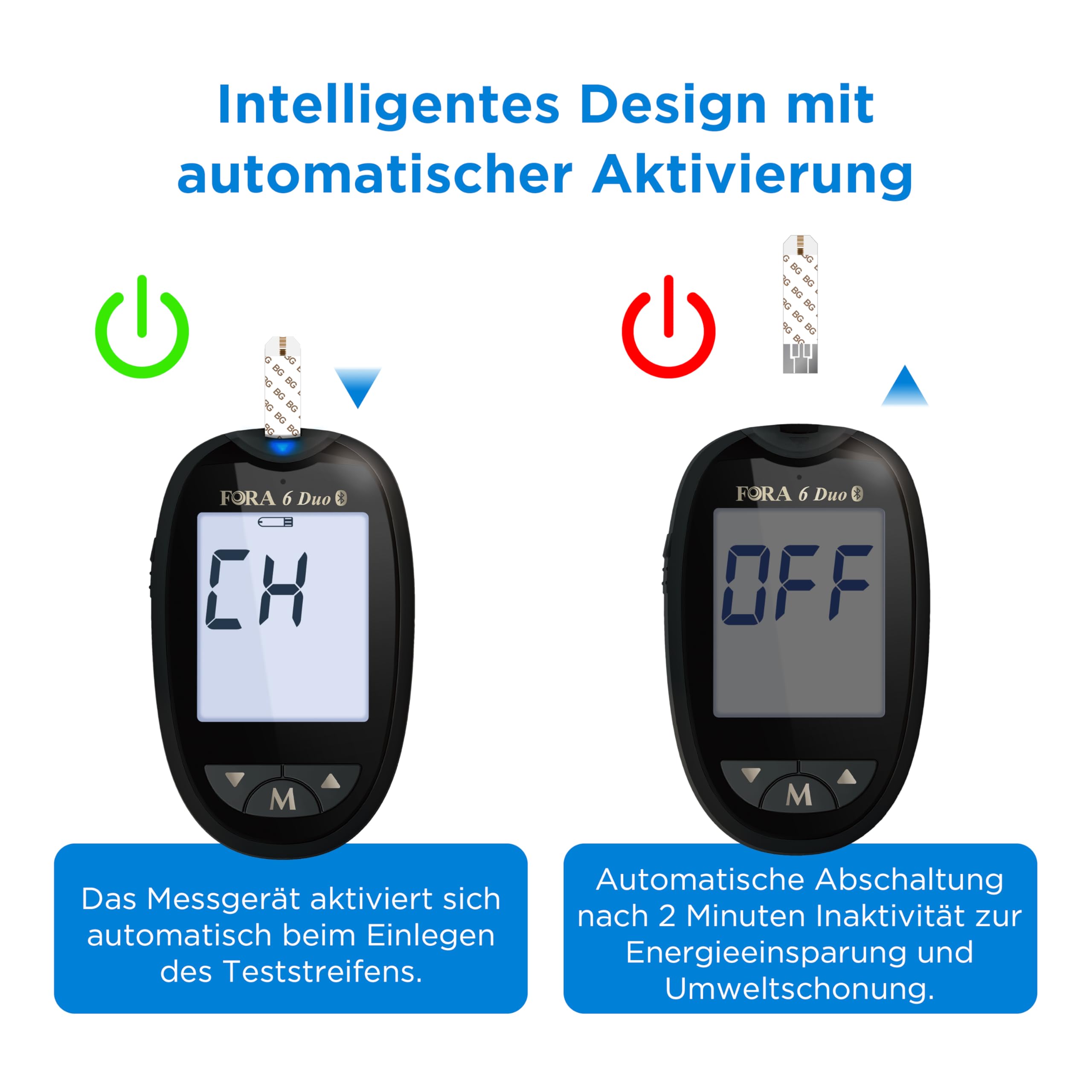 FORA 6 Connect blutzuckermessgeräte Bluetooth, mit Blutzucker-Teststreifen 150 Stück, Schwarz