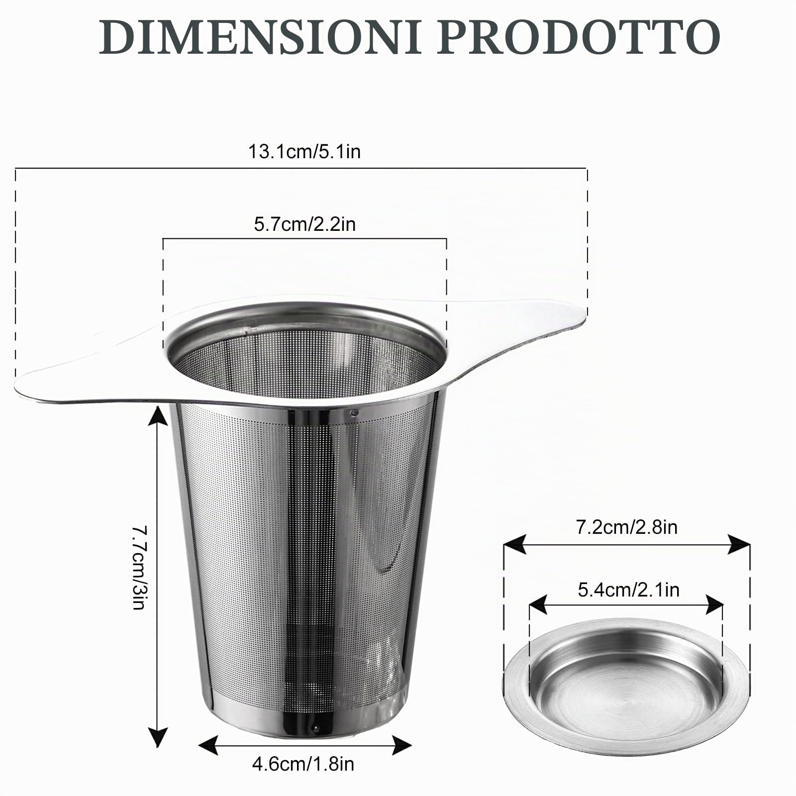 2pc Filtro per tè in Acciaio Inox con Coperchio, infusore per tisane, infusione, per the sfuso,colino/Tazza/Teiera/Bollitore
