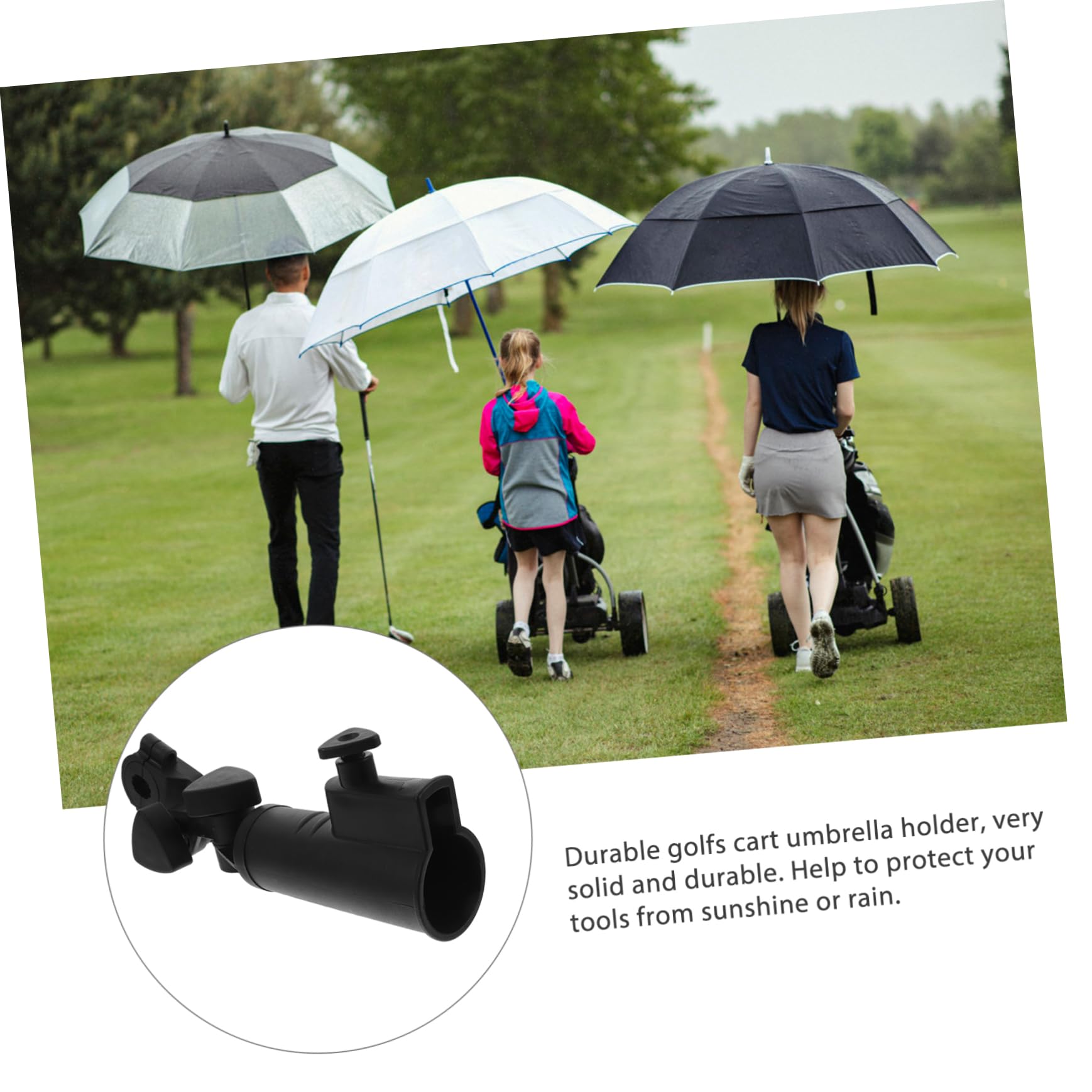 Anneome Verstellbarer Schirmhalter für Golftrolleys aus Kunststoff Schwarz mit Klemmmechanismus und 2-Fach Verstellbarer Breite