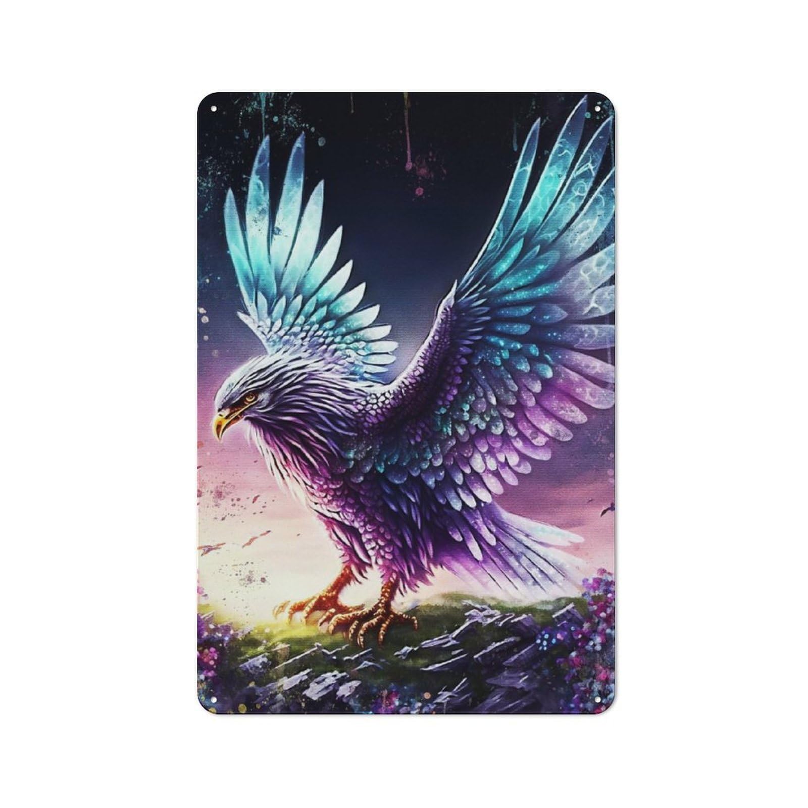 Junmoney Style-24 The Eagle Paint Industrial Metal Wall Decor 30X20cm, Metal Wall Sign For Tool Room, Garage, Studio Or Home Bar