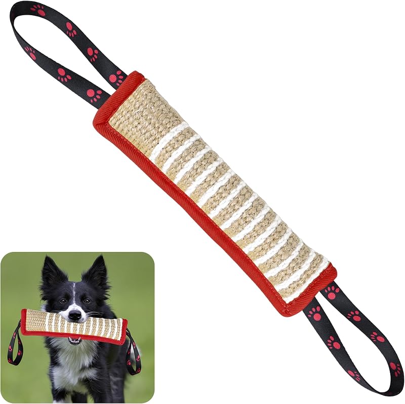 Brinquedo de Cabo de Guerra para Cães com Almofada de Linho e 2 Pegadores ToLanbbt Vermelho com Patas