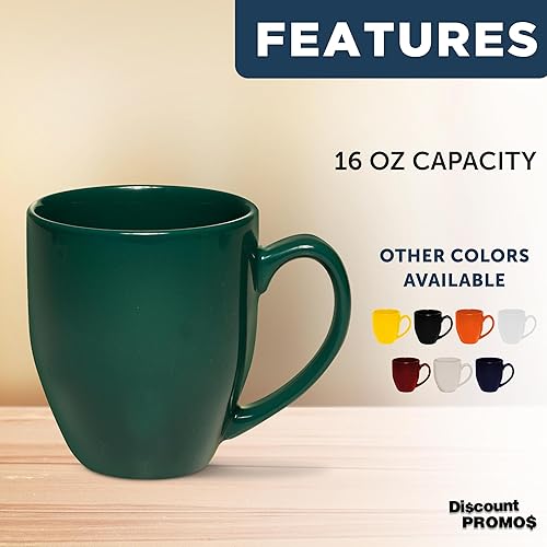 Miniatura 2 de DISCOUNT PROMOS Juego de 10 tazas de café grandes de 16 onzas, paquete a granel, perfectas para té, espresso, capuchino, cacao caliente, color verde