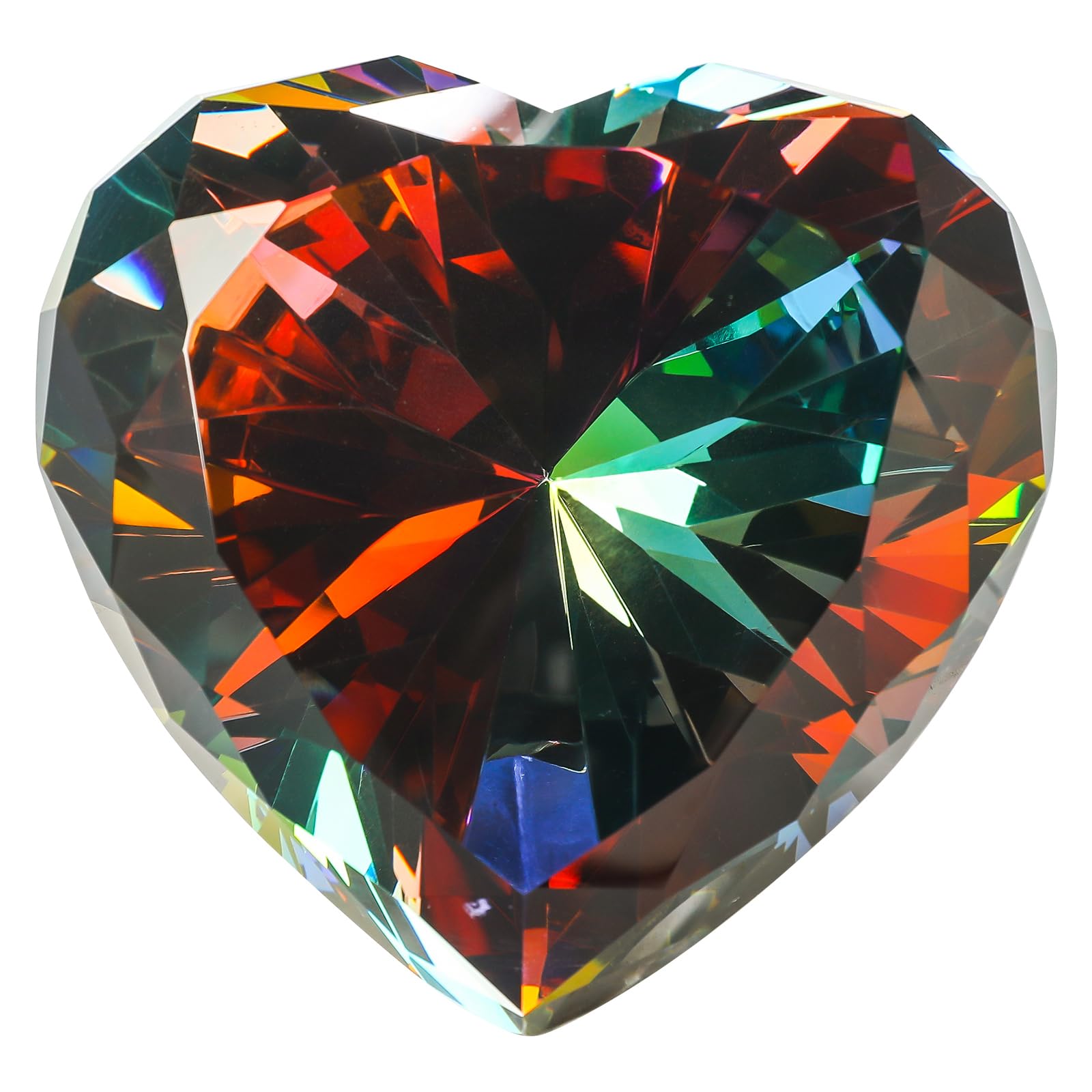 SWTHONY 90mm Crystal Diamond Paperweight Heart Shaped Glass Gems Big Fake Diamonds Paper Weights for Women Desk Nail Props for Pictures Multicolor