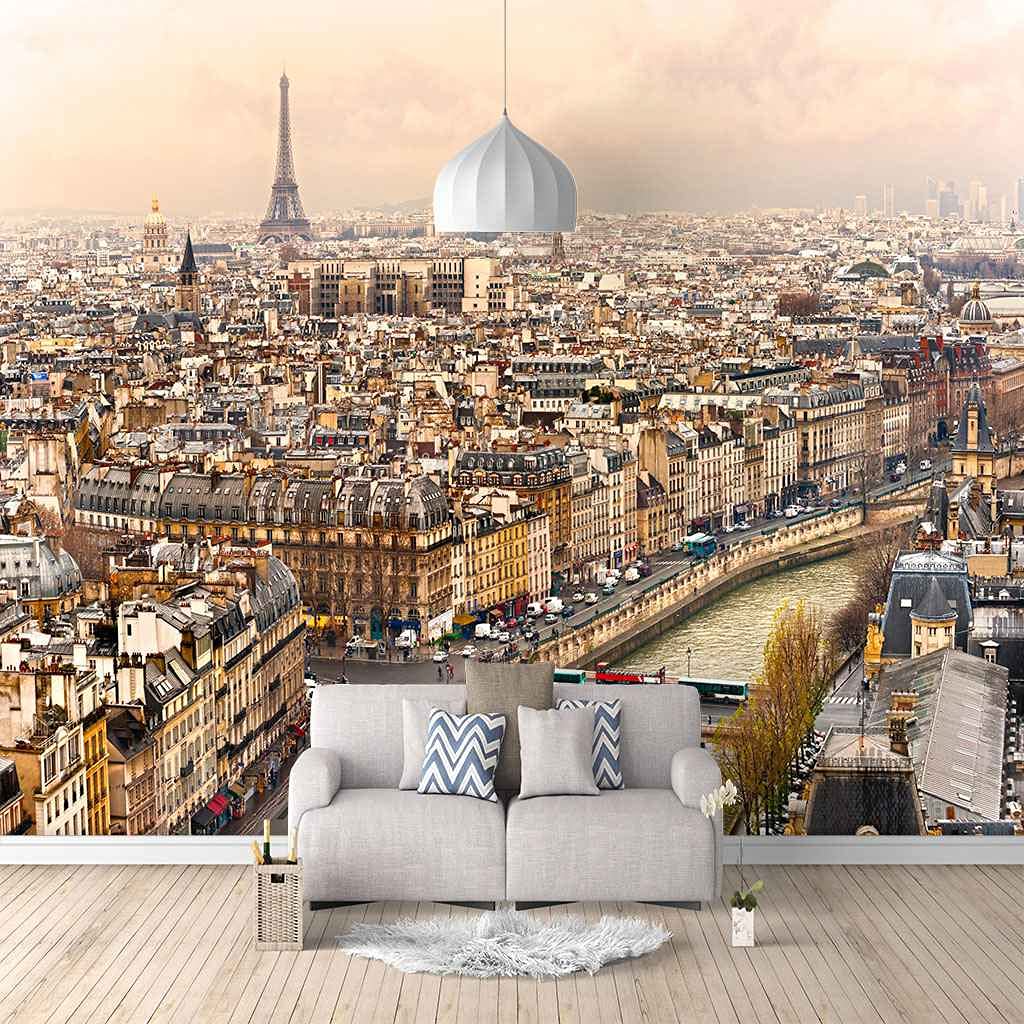 Papier peint toile panoramique 3D Paris poster mural auto-adhésif pour masquer les murs
