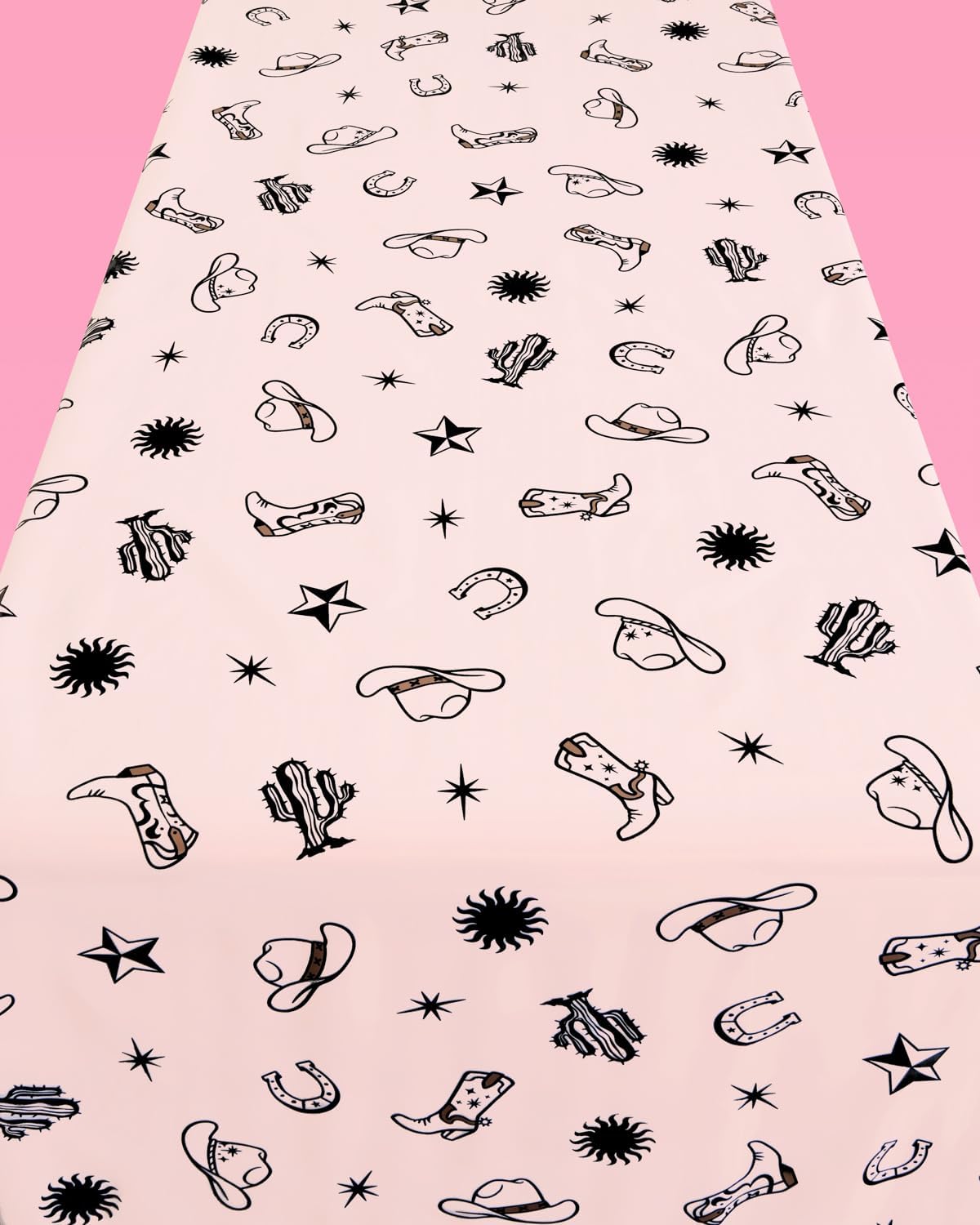 xo, Fetti Western Reusable Tablecloth | 9' x 4.5' | Rodeo Bachelorette Tablescape, Ranch Birthday Party Decoration, Cowgirl Table Decor, Cowboy Kids Party Supplies