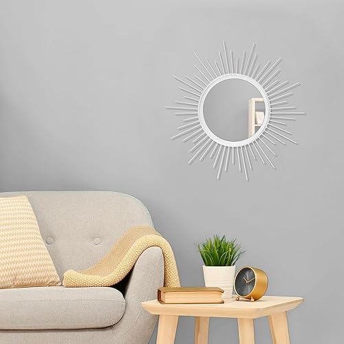 Miniatura 3 de HLFMVWE Espejo de pared Sunburst con radios para el hogar, espejo de arte de pared clásico de metal moderno, espejo colgante moderno, decoración de