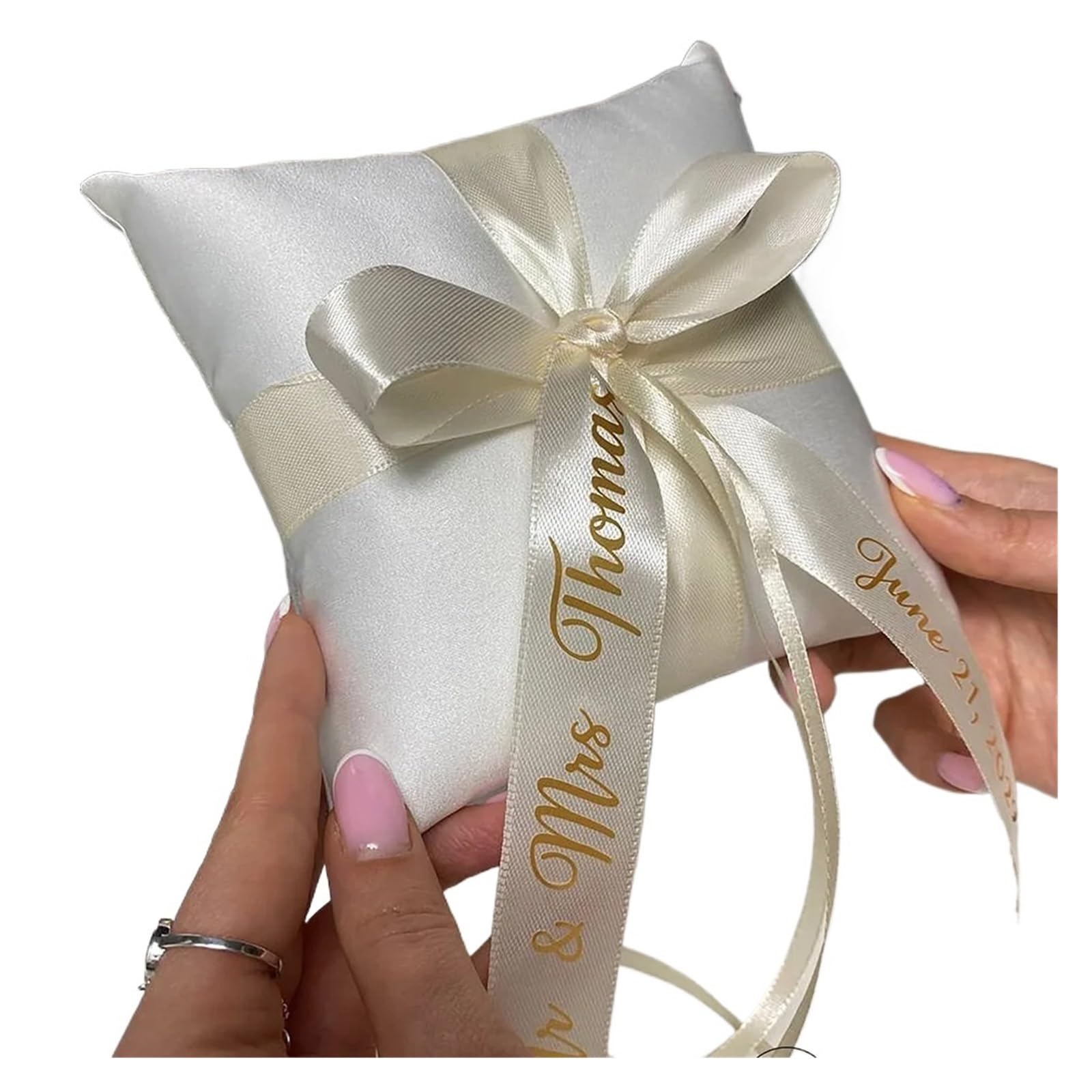 HEUchuan wedding ring cushion Personalized Wedding Ring Pillow Proposal Bearer Holder Bachelorette Party Ceremony Engagement Bridal Shower