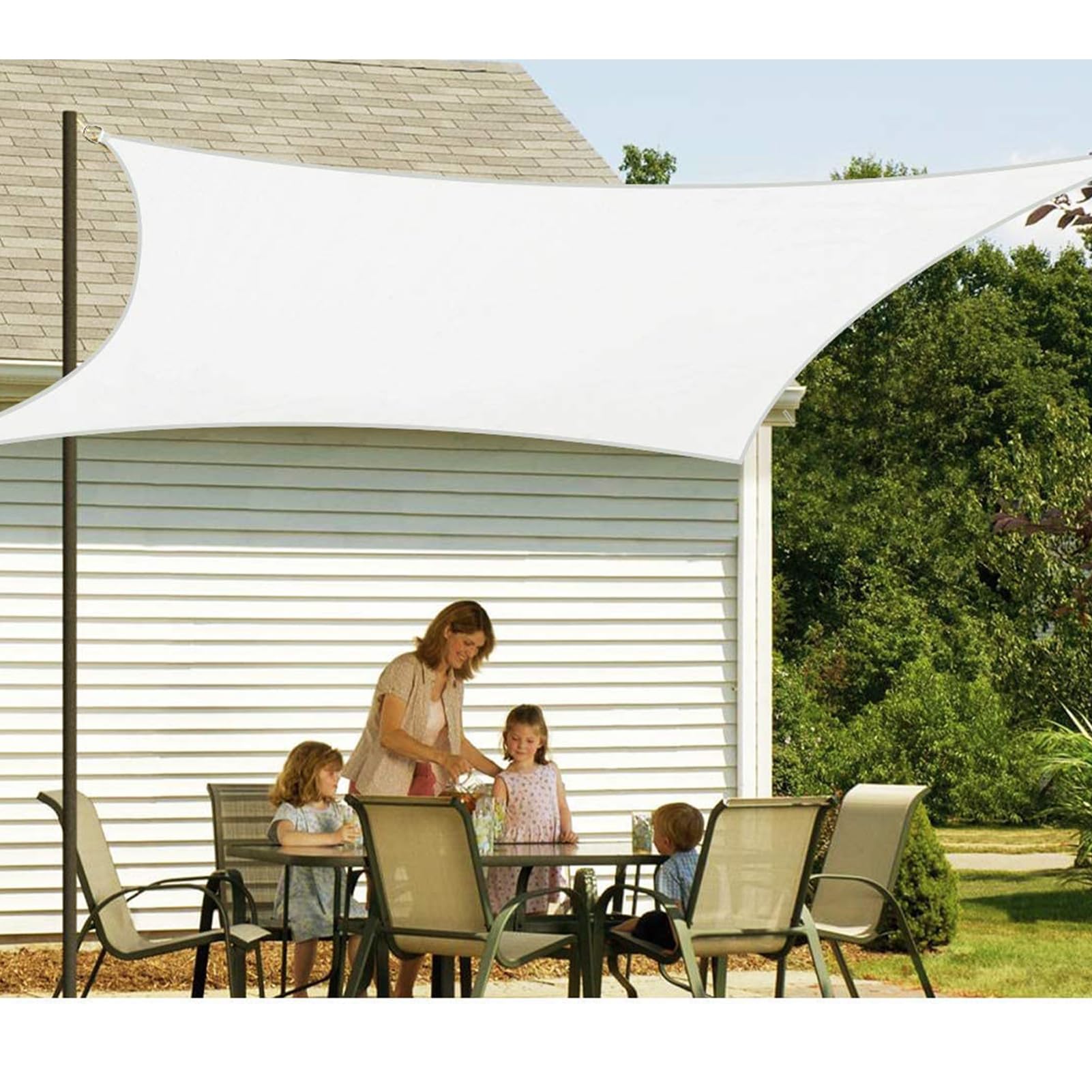 Prostokątny żagiel na patio - 98% ochrony przed promieniowaniem UV, oddychający zadaszenie z przelotkami, do ogrodu, tarasu i balkonu (2,2 x 4 m) - Rozwiązanie przeciwsłoneczne na zewnątrz