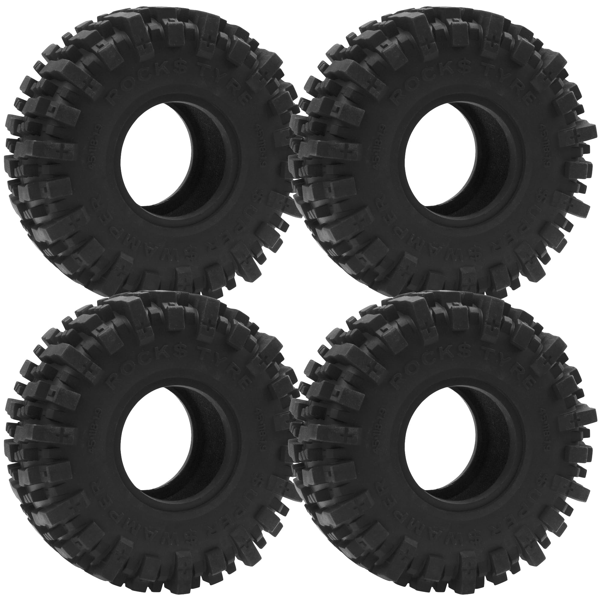 4Pcs Vgoohobby RC 1.9 Crawler Tires 4.64 Inch OD Rubber Tires 118 * 45mm Compatible with Traxxas TRX4 TRX6 Axial SCX10 Redcat Gen7 RC4WD 1/10 RC Crawler 1.9