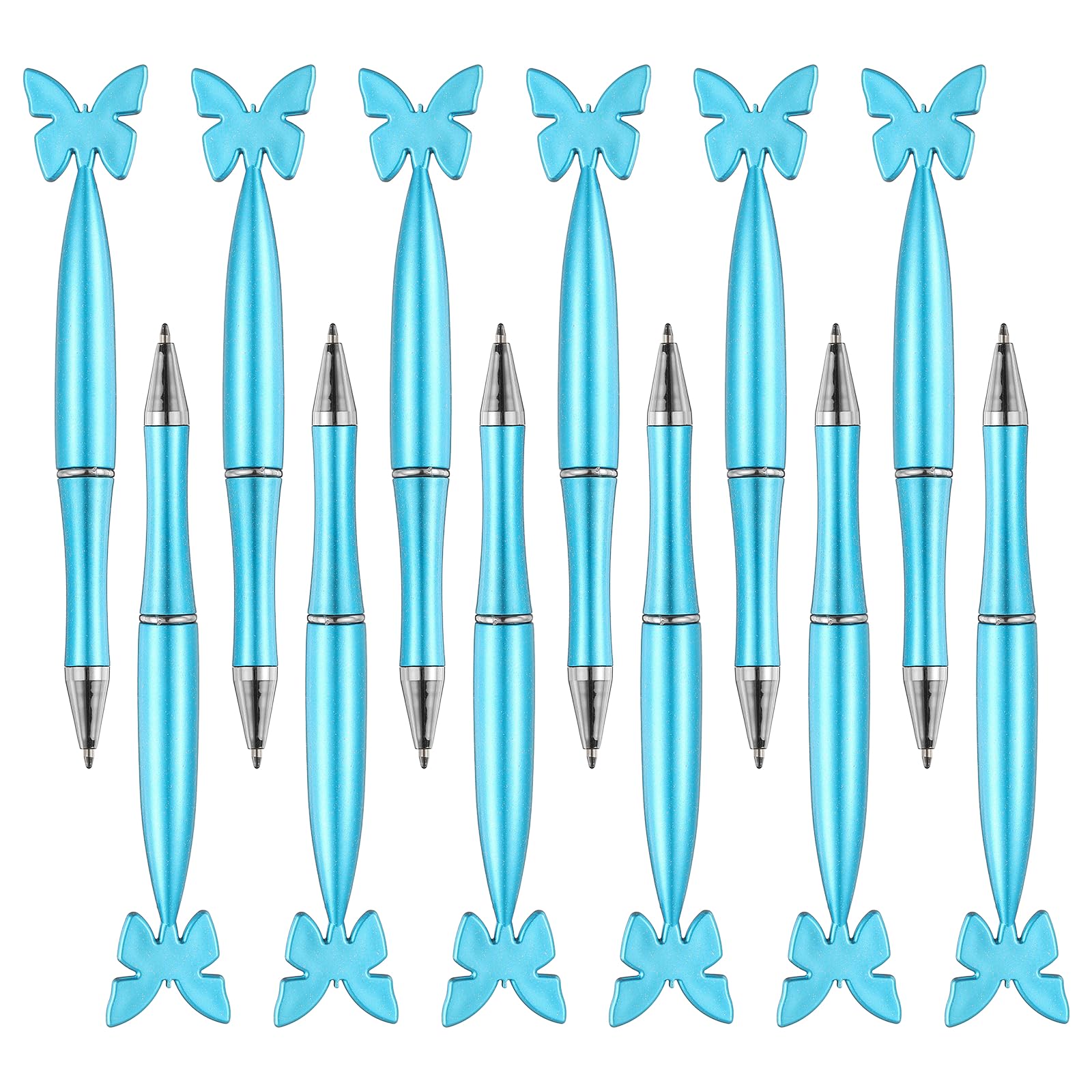 PATIKIL 12 Pcs Butterfly Ballpoint Pens, 1.0mm Tip Cute Twist Writing Pens Black Ink for Home Office Writing Supplies Valentine's Christmas Wedding Party Gifts, Pearlescent Blue