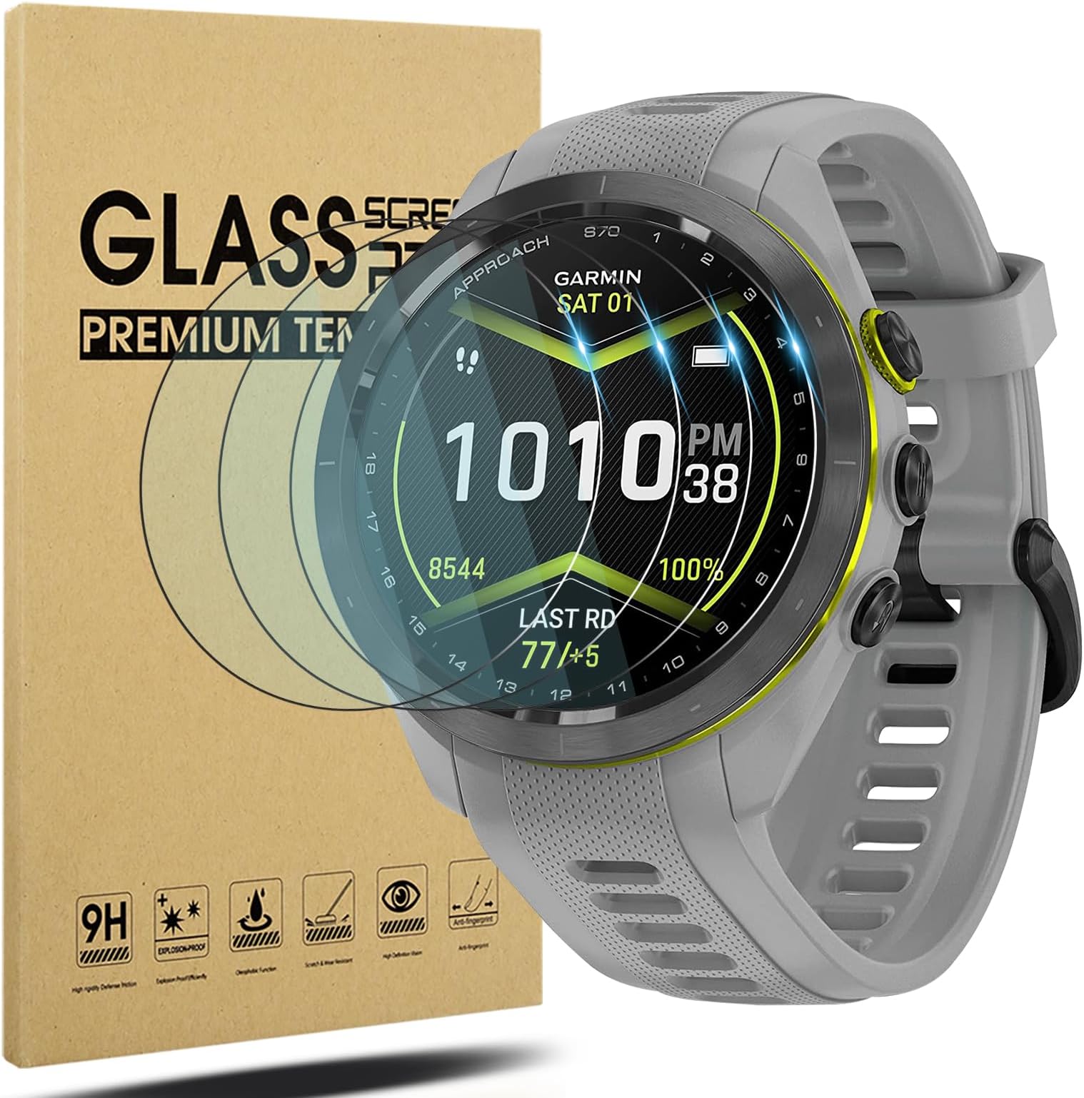 Diruite 4-Pack for Garmin Vivomove HR Screen Protector Tempered Glass [2.5D 9H Hardness] [Anti-Scratch] [No-Bubble]