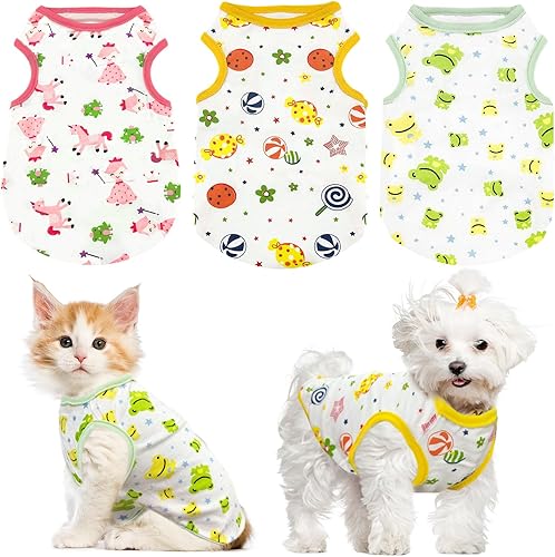 PETCARE Paquete de 3 camisas para perro, ropa para perros pequeños y niñas, chaleco sin mangas de algodón suave para mascotas, ropa de chihuahua