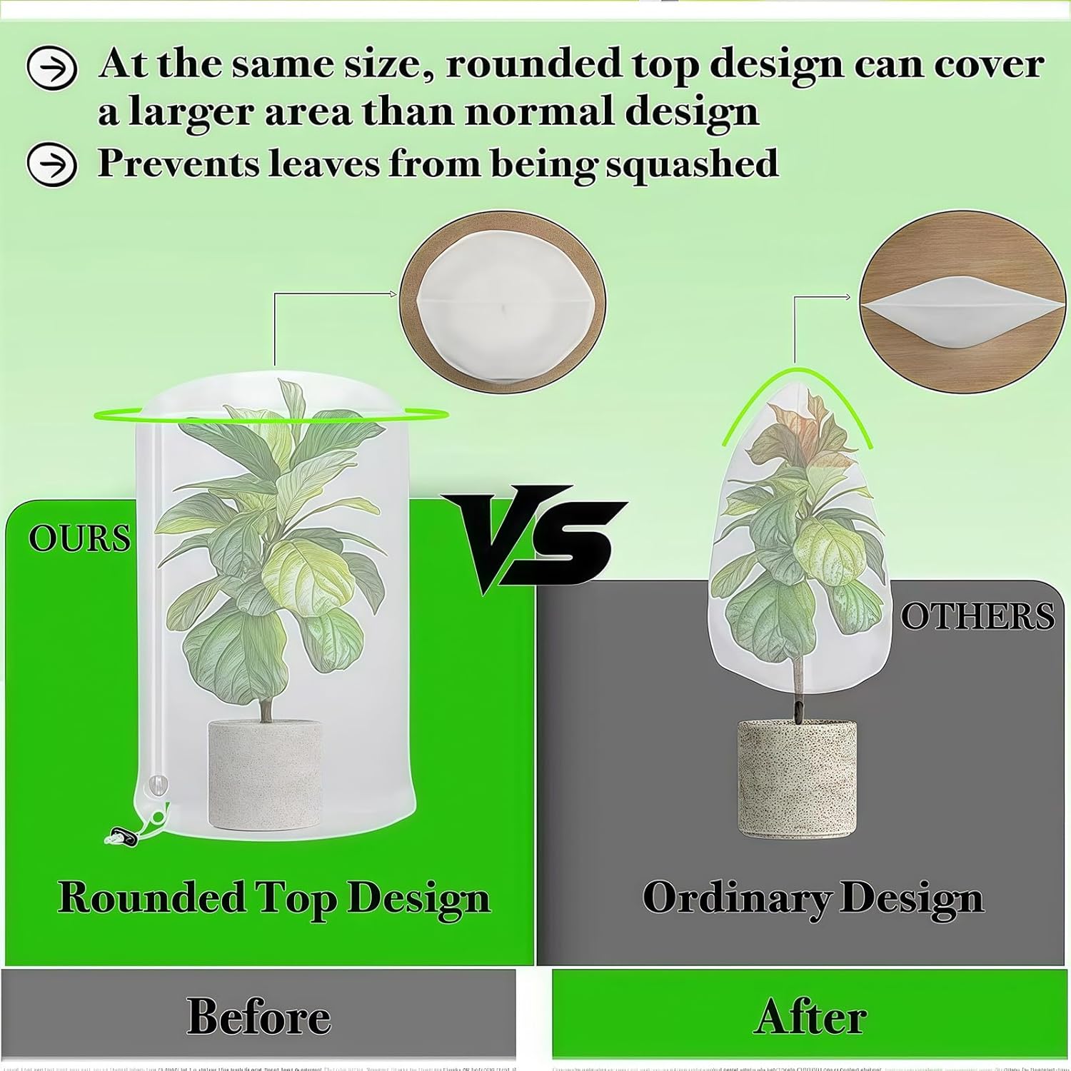 3-Pack of Large Winter Plant Covers Frost-Proof Cover, with Zipper and Drawstring, Suitable for Trees, Vegetables, Flowers(80x100cm)