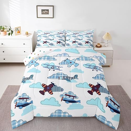 Miniatura 23 de Erosebridal Juego de edredón para niños, camión de bomberos, camión de bomberos, tamaño matrimonial, edredón acolchado de vehículo de policía, Color