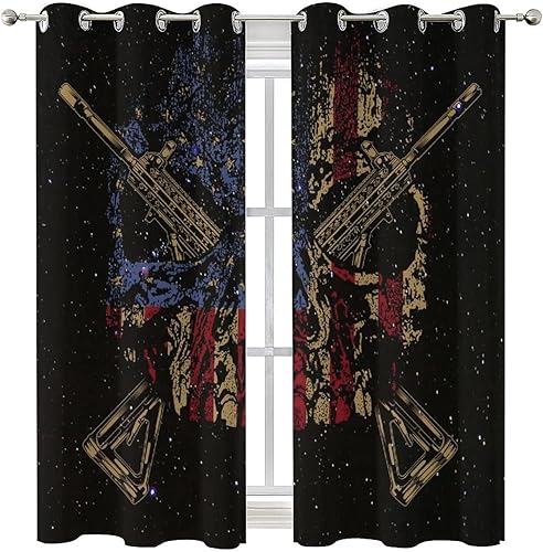 Miniatura 8 de Cortinas opacas con diseño abstracto de bandera estadounidense para sala de estar, Día de la Independencia, fantasía, galaxia, bandera gótica,