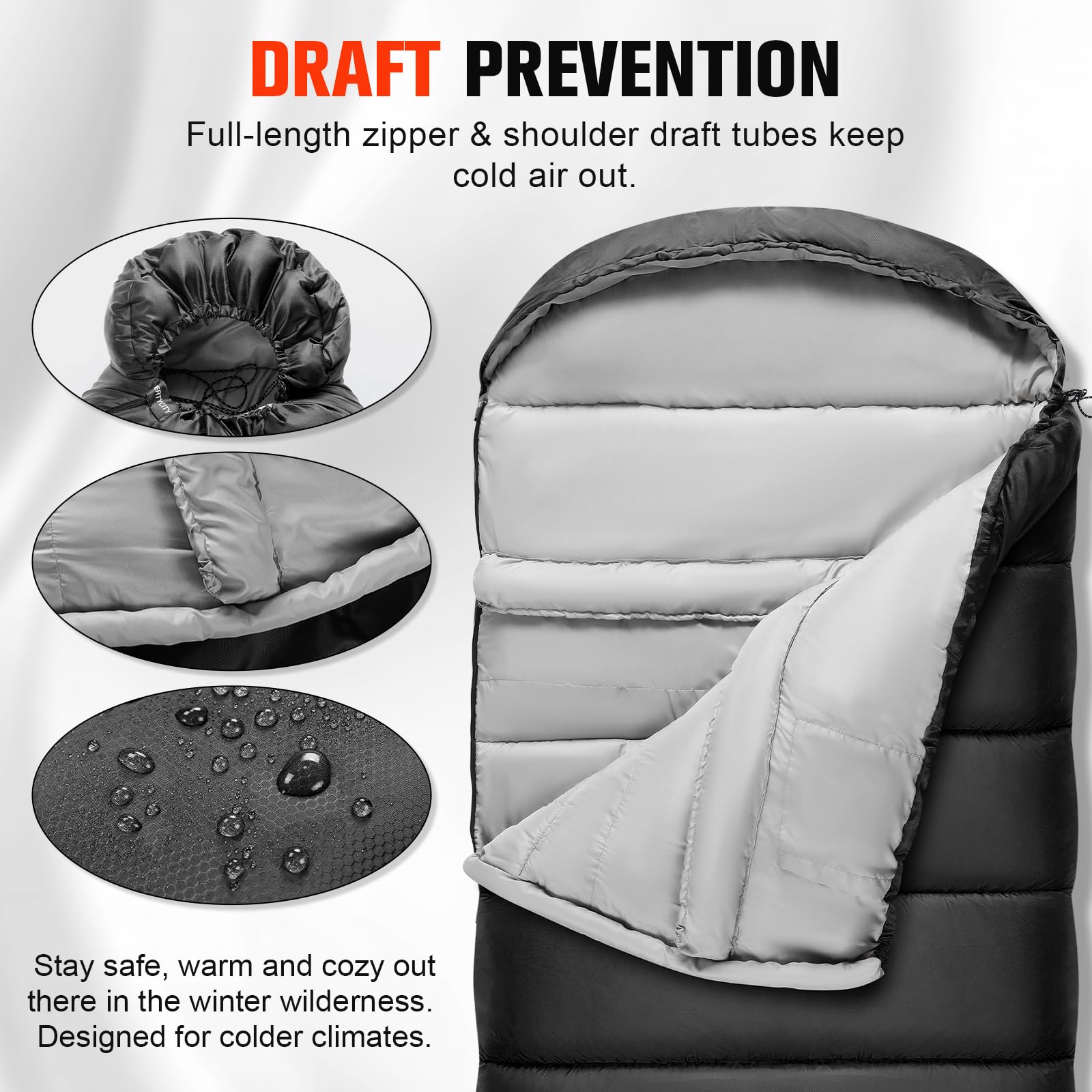 Śpiwory dla dorosłych i dzieci, kemping, zimna pogoda -0.0 °C, XL, 228 x 80 cm, zamek błyskawiczny z workiem na rzeczy, 3-4 pory roku, wewnątrz i na zewnątrz