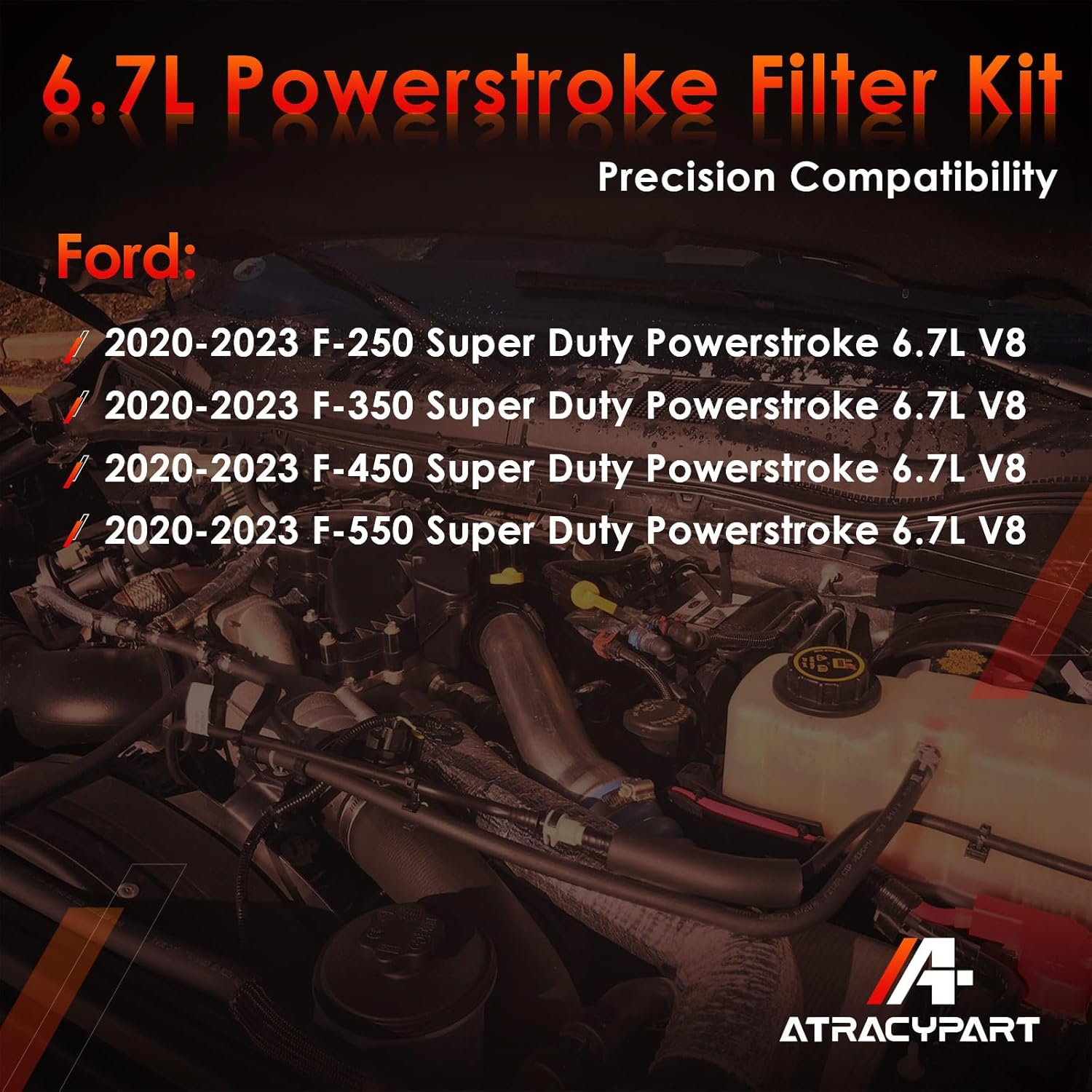 6.7L Diesel Filter Kit, FD-4624 Fuel Filter, FA2031 Engine Air Filter, FP92 Cabin Air Filter, FL2124S Oil Filter, Compatible with 2020-2023 Ford F250 F350 F450 F550 Super Duty V8