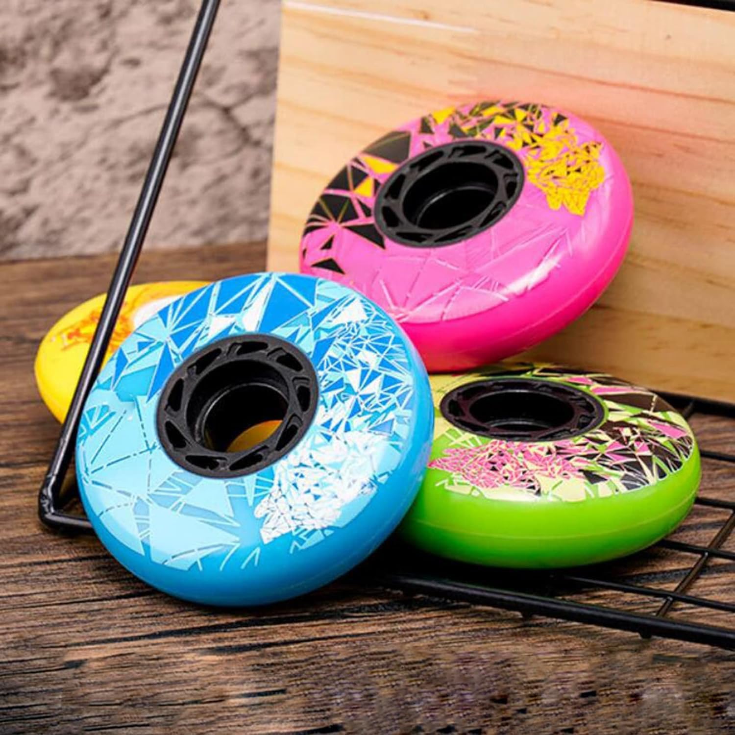 Roues de Patins à Roues alignées 72 mm/76 mm/80 mm Roues de Rechange 86A pour intérieur/extérieur sans roulements, Lot de 8, Jaune, 80 mm
