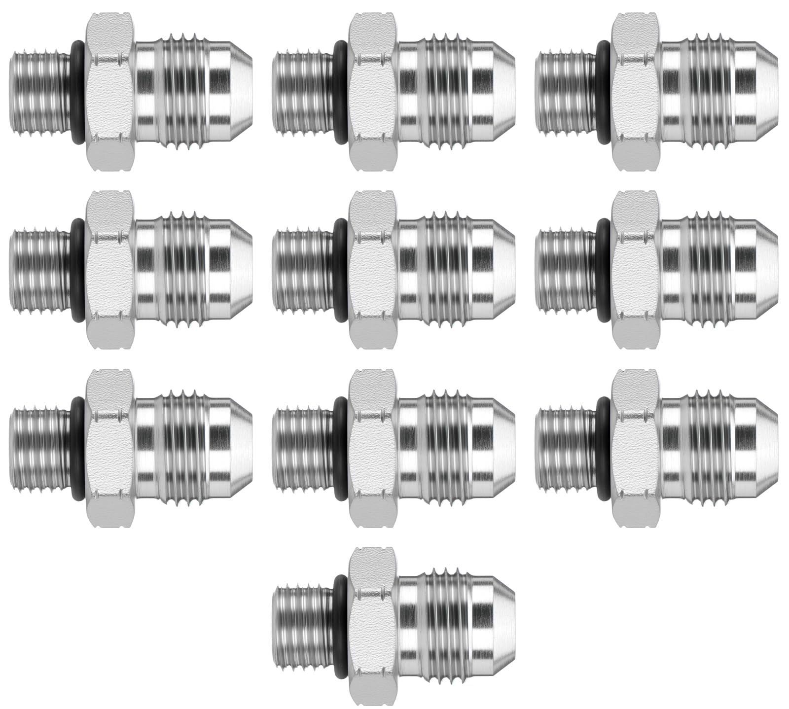 10PCS Hydraulic Adapter Fitting: 3/8" JIC Male x #4 SAE/ORB Male