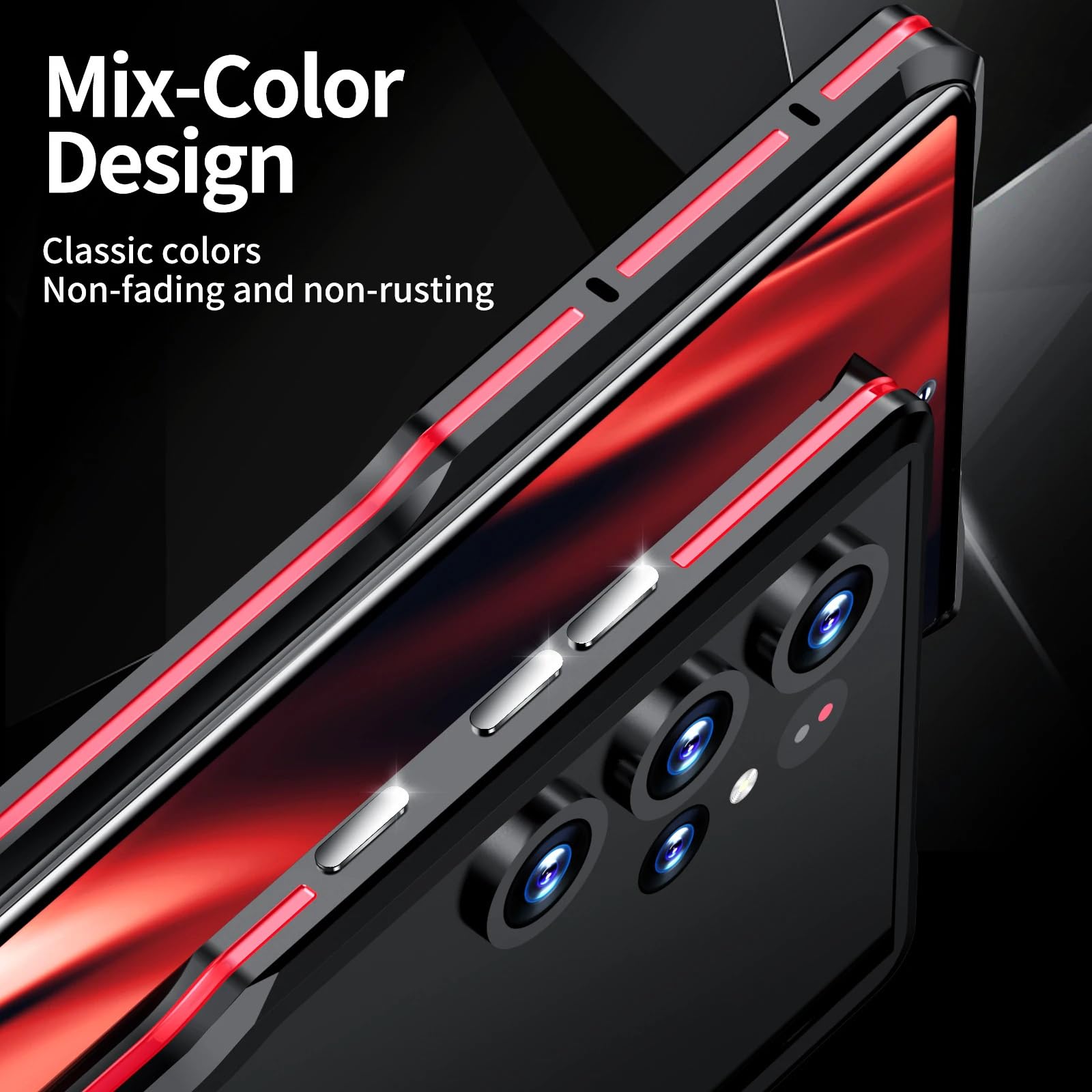 Zaprojektowane dla Samsung Galaxy S25 Ultra Metal Bumper Case, Mecha Style Super Tough Lekka Rama ze stopu aluminium Metalowy przycisk Zero zakłóceń sygnału (czarny)