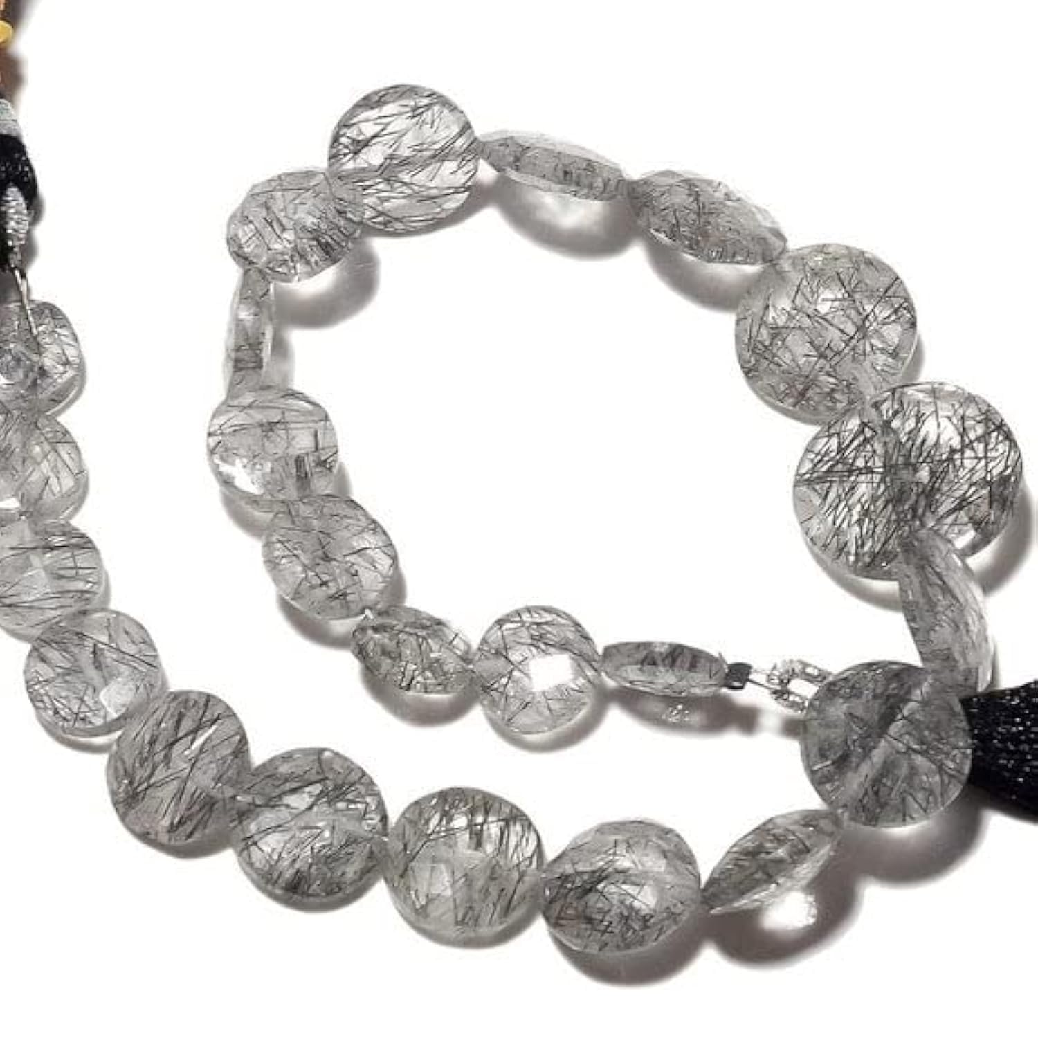 Quartz rutilé noir fil de perles facettées pour offrir un kit bijoux personnalisé DIY