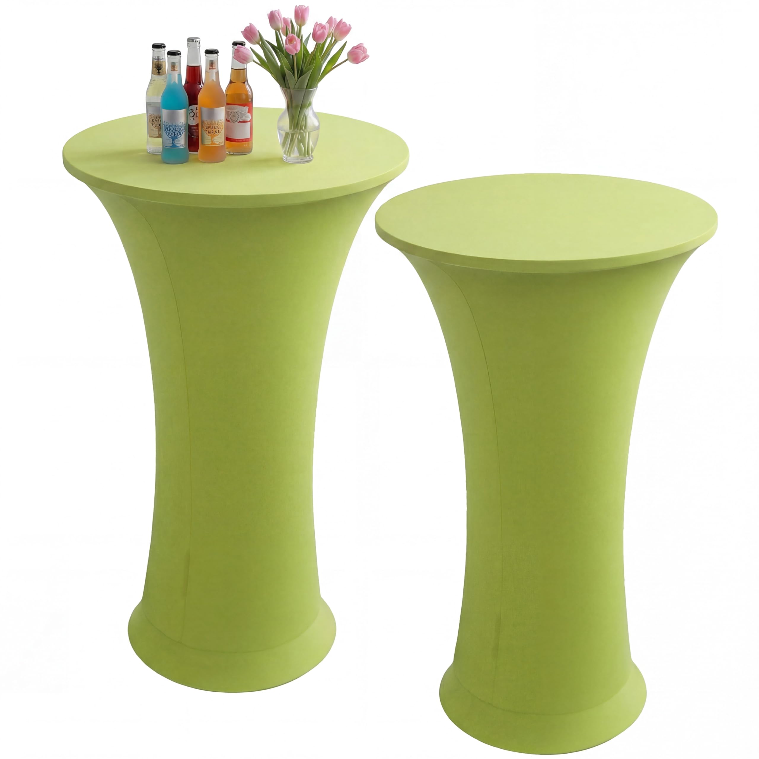 Yomeri Cocktail Spandex Round Tablecloth, 2 Pack 24"x43" Highboy Fitted Stretch Cocktail Table Covers High Top Table Cloth for Banquet Wedding Bar
