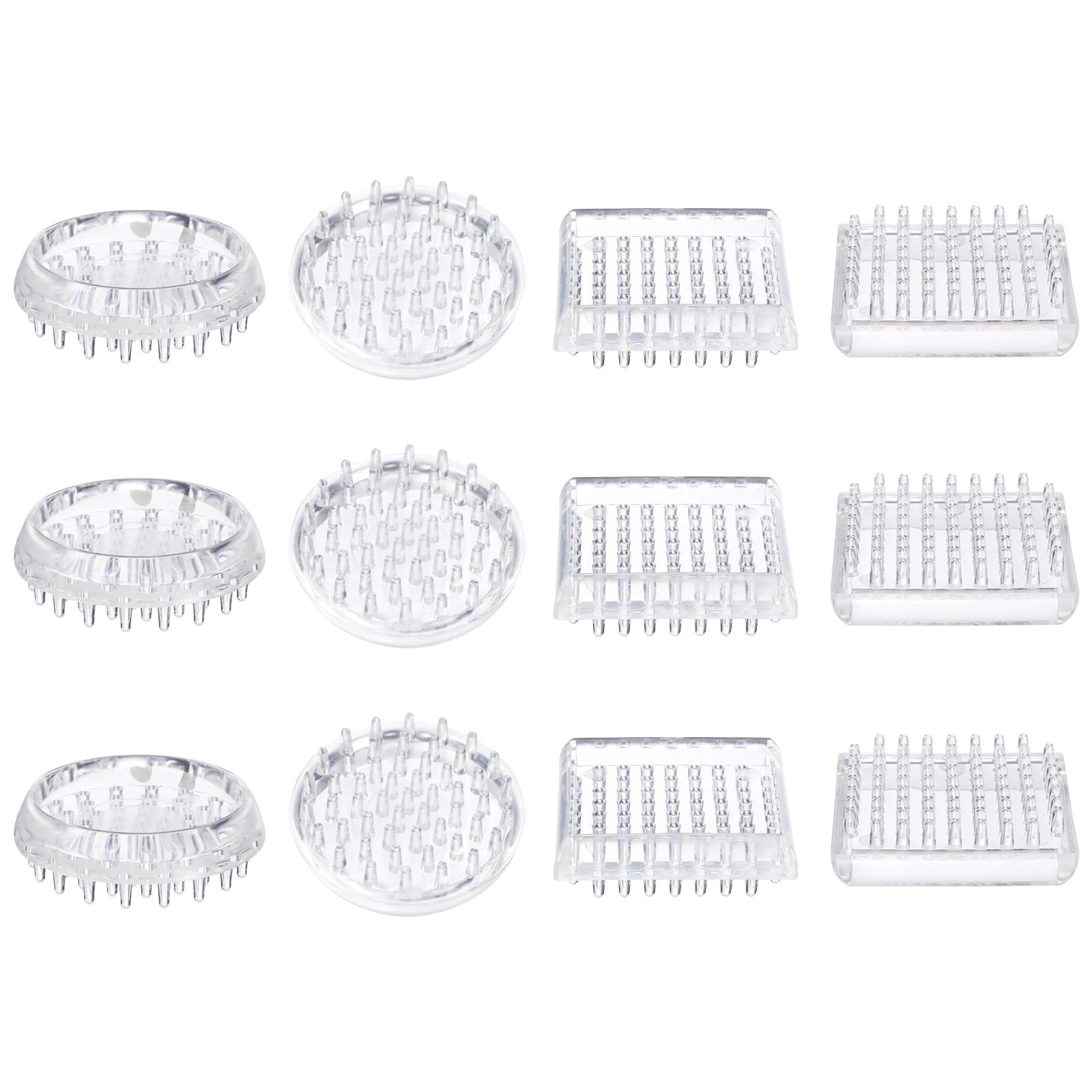 PATIKIL Round and Square Spike Carpet Protector, 12 Pcs Plastic Furniture Caster Cups for Furniture Legs Sofas Tables Chairs Home Office Use, Clear