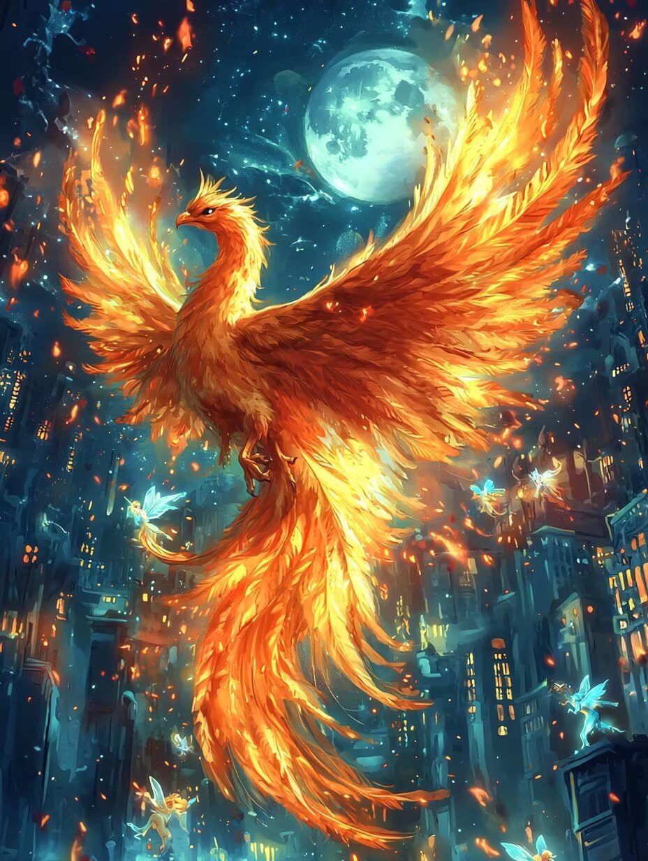 Phénix au clair de lune Peinture Numero Adulte Kits, 60x80cm m-1104
