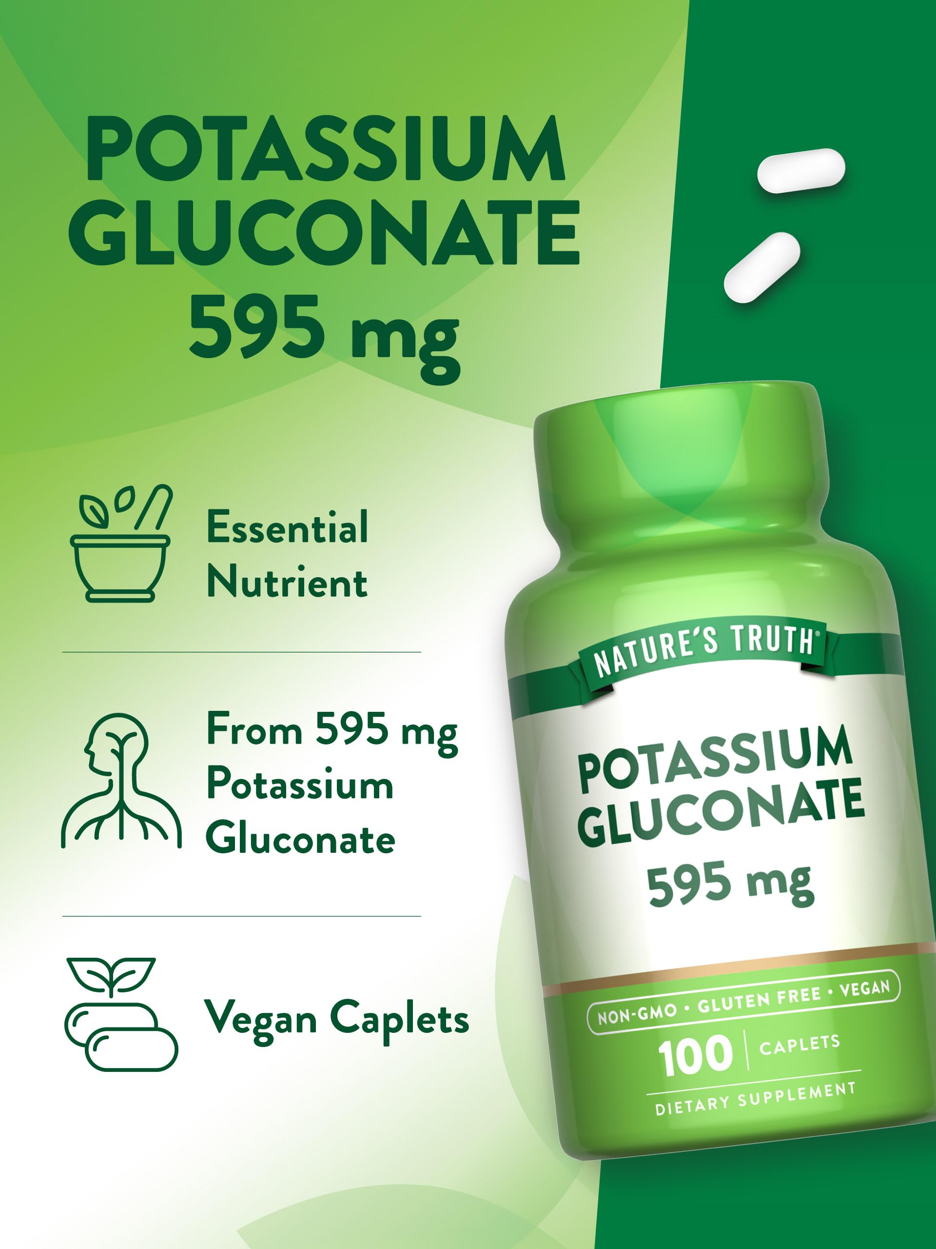 Nature's Truth Potassium Gluconate | 595mg | 100 Caplets — Amazon image 5