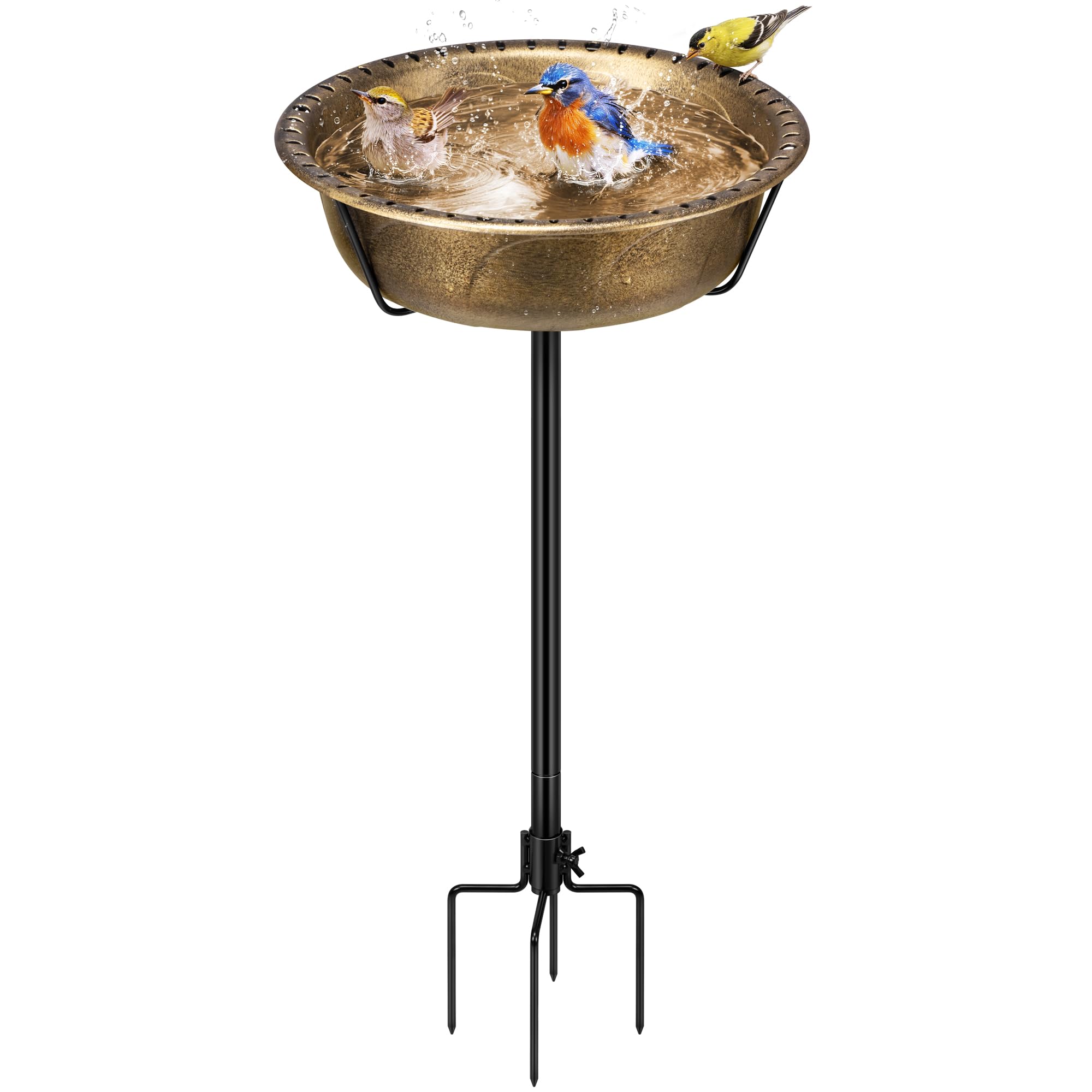 VIVOHOME 35In Metal Bird Bath for Garden, Vintage Freestanding Birdbaths, Upgraded 4-Pronged Base, Removable Feeder Bowl for Outdoor Garden Patio Yard Lawn Decor, Retro Copper