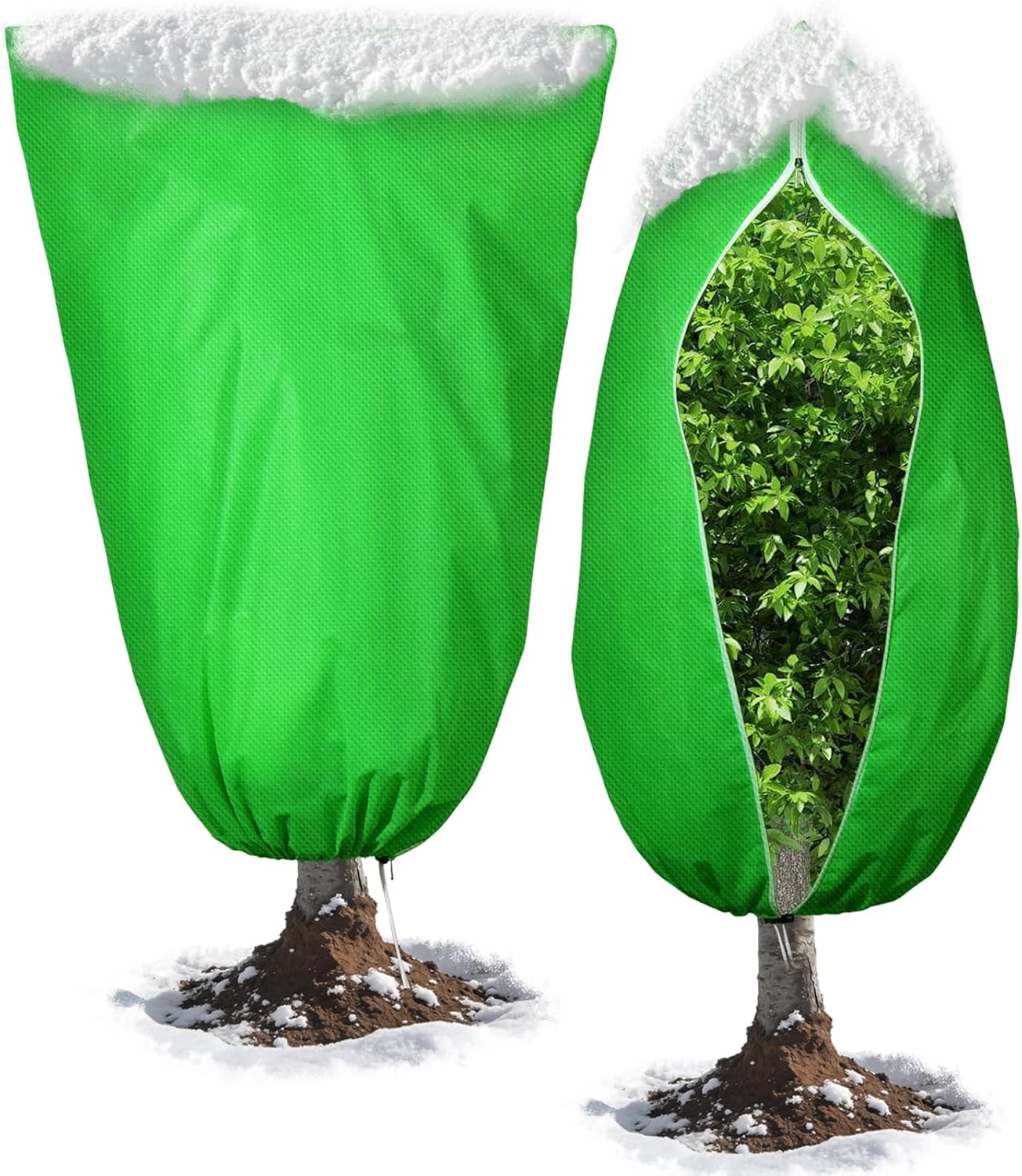 2pcs Reusable Winter Frost Plant Cover Freeze Protection, 47.2"x72" Large Frost Plant Cover for Winter Outdoor Plants,Frost Cloth Plants Jacket Drawstring Tree Cover for Outdoor Plants