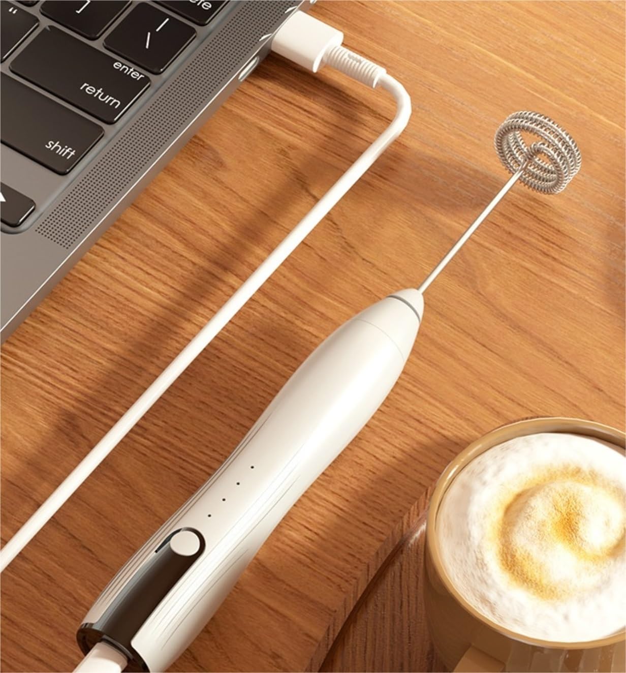 Spieniacz do Mleka Cappuccino Ręczny Mikser Elektryczny Trzepaczka Spieniacz USB Ładowanie Mleko Spieniacz Mikser Do Napojów Spieniacz do Latte