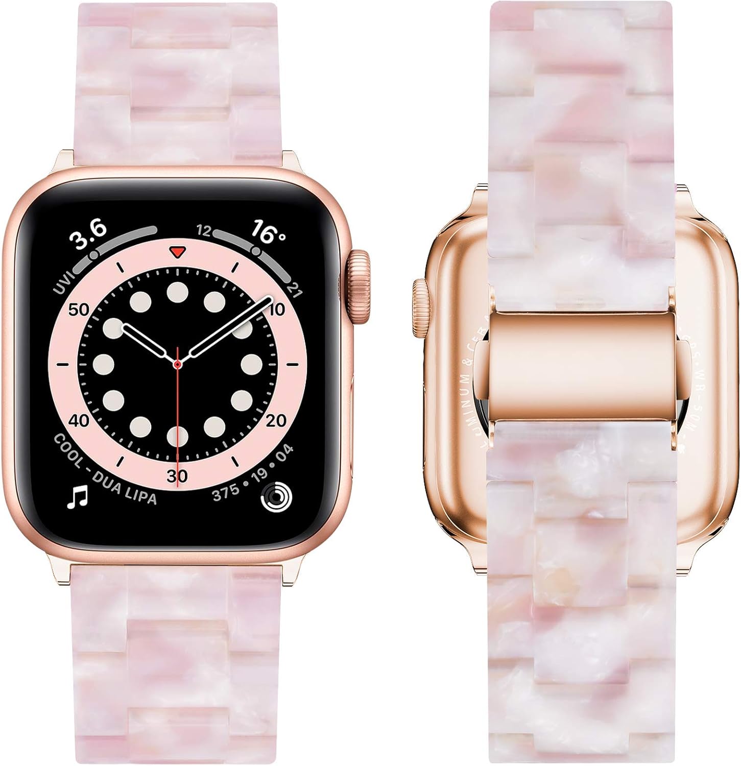 wipalor Compatible with Watch Band 38mm 40mm for Women Men, Lightweight Resin Watch band, Easy Adjustable Bracelet, Stunning Strap for iWatch Series 6 5 4 3 2 1 SE(Pink Petals)…