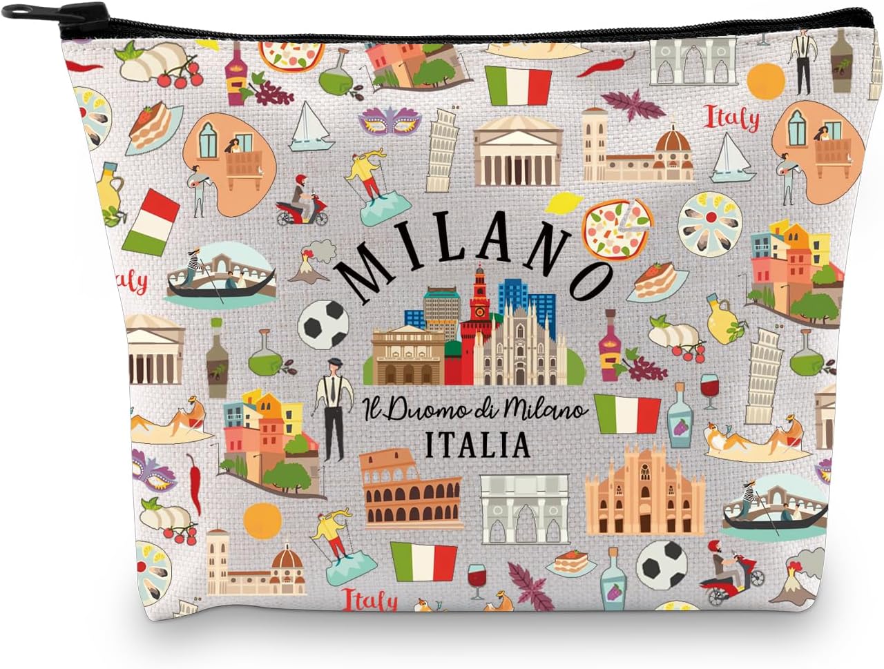 Zuo Bao Milano Cosmetic Bag Milano Italia Gift Milano Travel Milano Fan Gift Milano Pride Gift Italian Souvenir Italia Soccer Italy Inspired (MILANO)