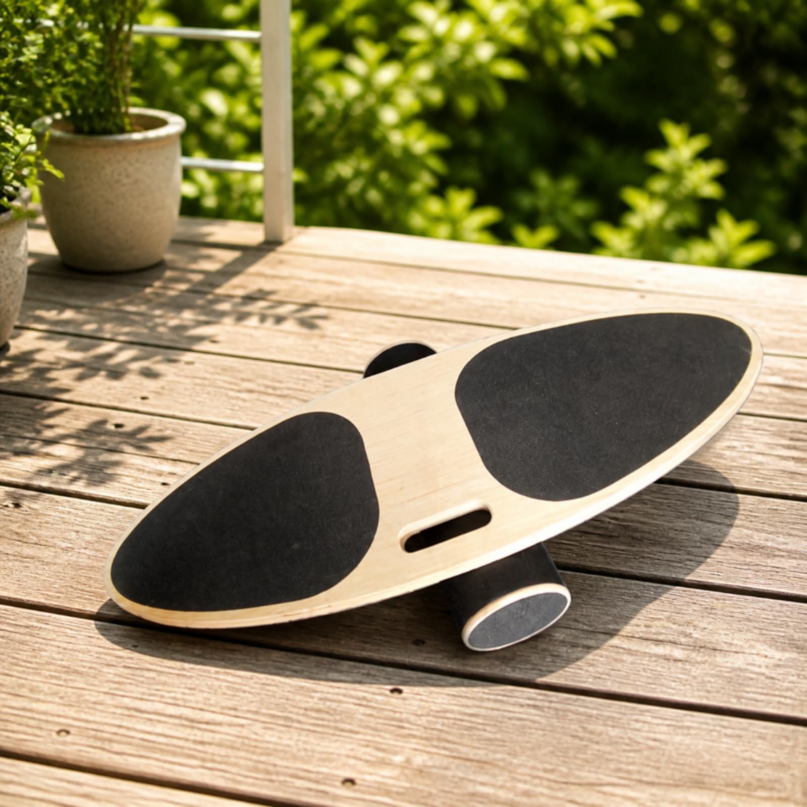 Tavola di Equilibrio con Impugnatura Centrale Portatile Tavola di Equilibrio in Legno da Casa Balance Board per Principianti, Condizionamento Sportivo