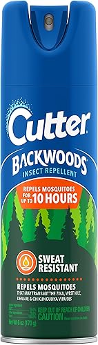 Cutter Backwoods - Repelente de insectos, repelente de mosquitos, 25% DEET, resistente al sudor, 6 onzas (aerosol de aerosol)