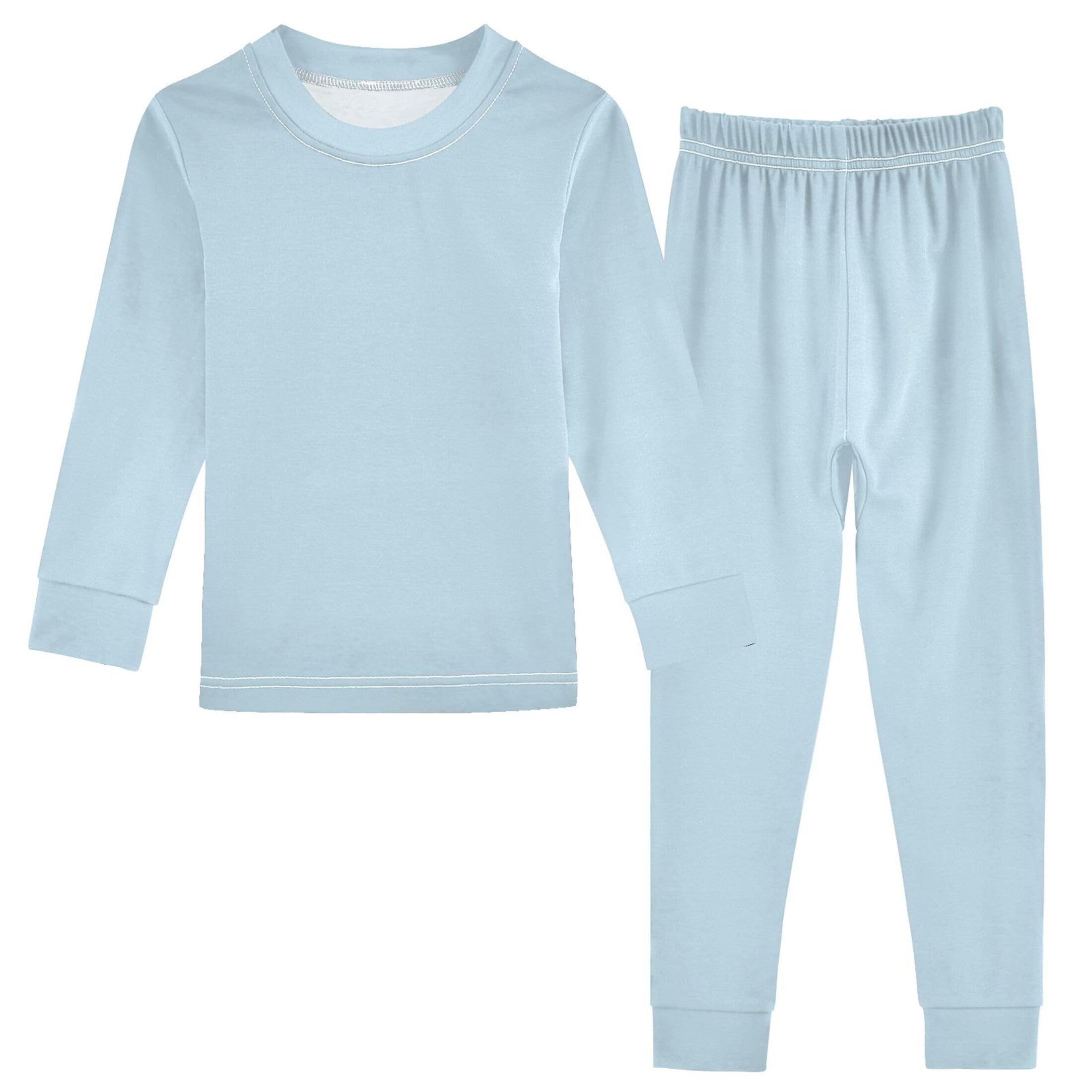Light Blue Long Sleeve Pajamas Set Sleepwear Jammies 2pcs Set Pjs Light Blue 02