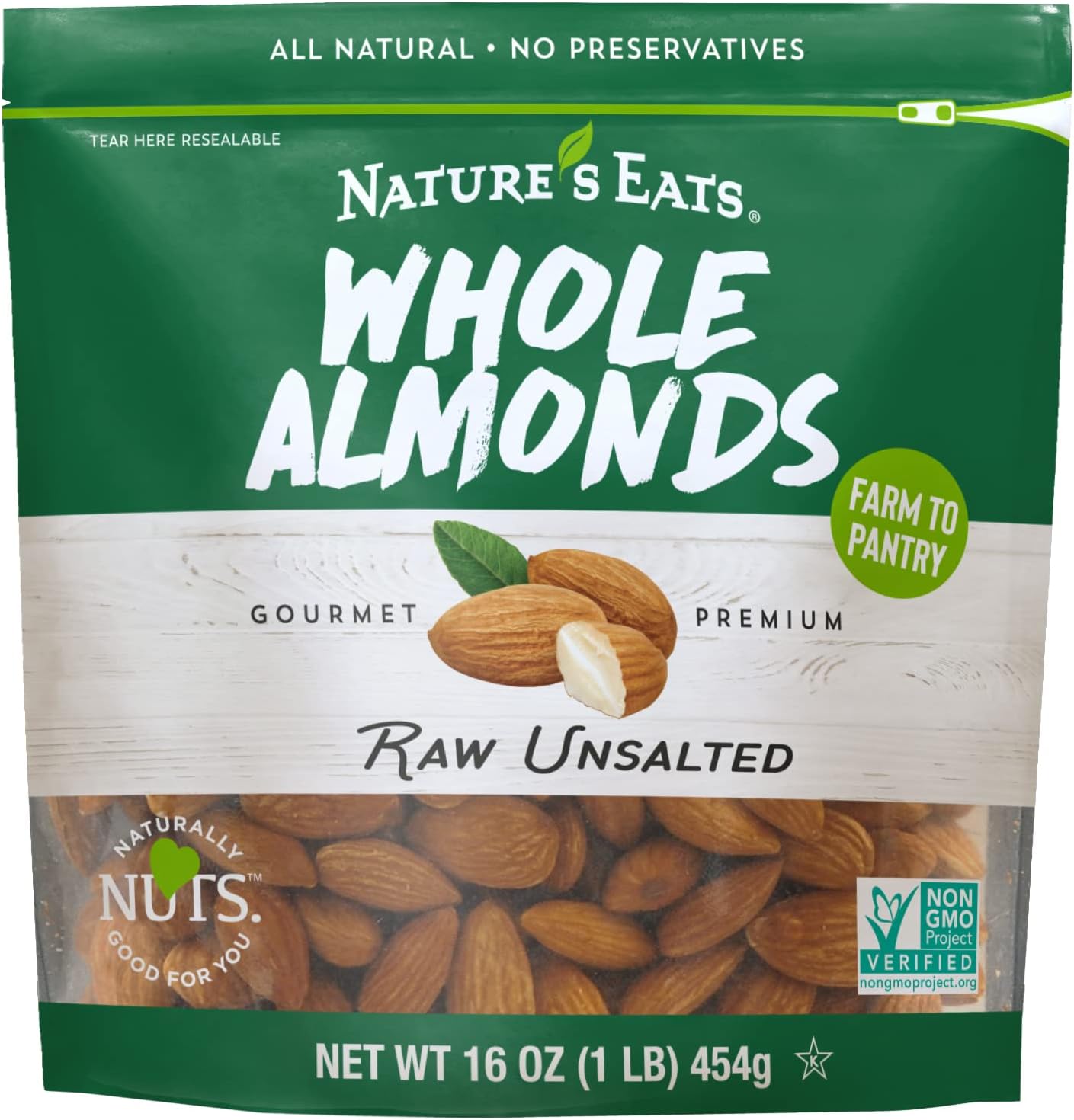 Nature's Eats Whole Natural Almonds, 16 Oz