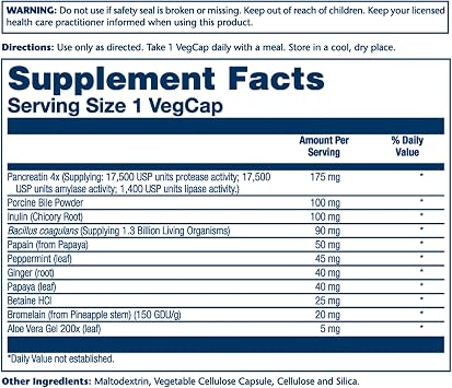 SOLARAY Super Digestaway Plus Probiotics, Digestive Enzymes with Probiotics for Women and Men, Digestion and Gut Health Support - with Pacreatin, Papaya, Bromelain, 60 Servings