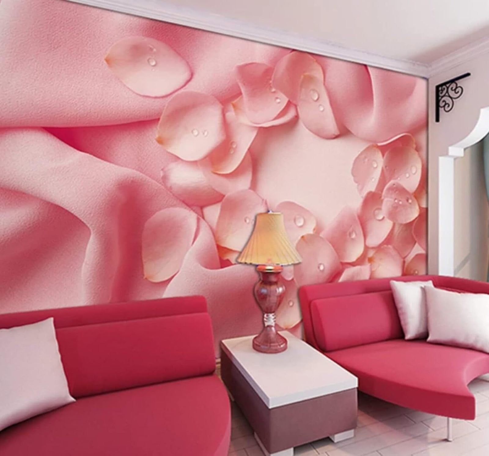 XLMING Simple Romantic Pink Rose Petals Water Droplets 3D Wallpaper Luxury Home Dining Decor Paste Sofa Living Room The Wall for Bedroom Mural-150cm×105cm