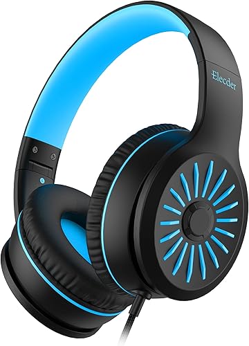 ELECDER i45 - Auriculares intrauditivos con micrófono, graves estéreo plegables, cable sin enredos de 1.5M, conector de 0.138 in, auriculares