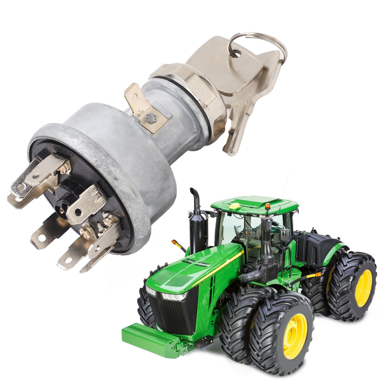 Fabater RE45963, Interruptor de Arranque del Tractor Interruptor de Llave de Encendido del Tractor Ignífugo Rendimiento ESTAY IMPERMABLE Resistente Al Calor Con 2 Llaves para 5055E