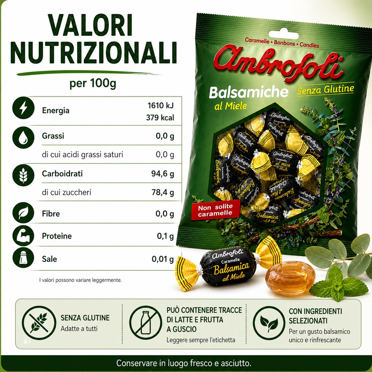 Ambrosoli Süßigkeiten, Honig, 135 g