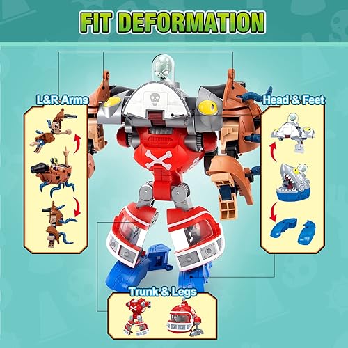 Miniatura 6 de Maikerry Juego de figuras de juguete PVZ 3 en 1, robot jefe de tiburón deformación, figuras de acción, regalos de cumpleaños y fiesta para niños y