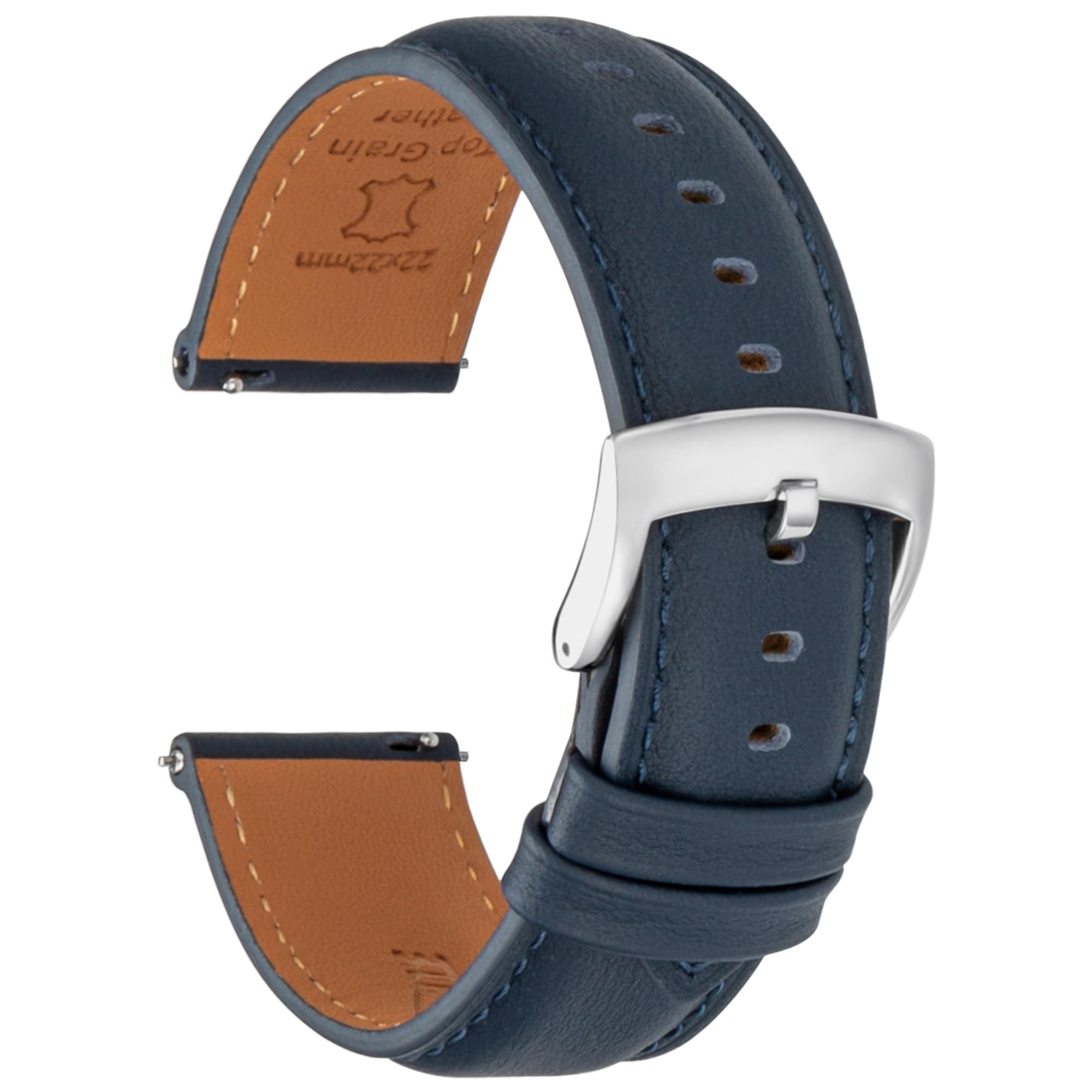 Bracelet de Montre en Cuir Libération Rapide 18mm 19mm 20mm 21mm 22mm, Doux Nappa Cuir Véritable de Veau Bande Bracelet Montre de Remplacement Élégant pour Homme Femme