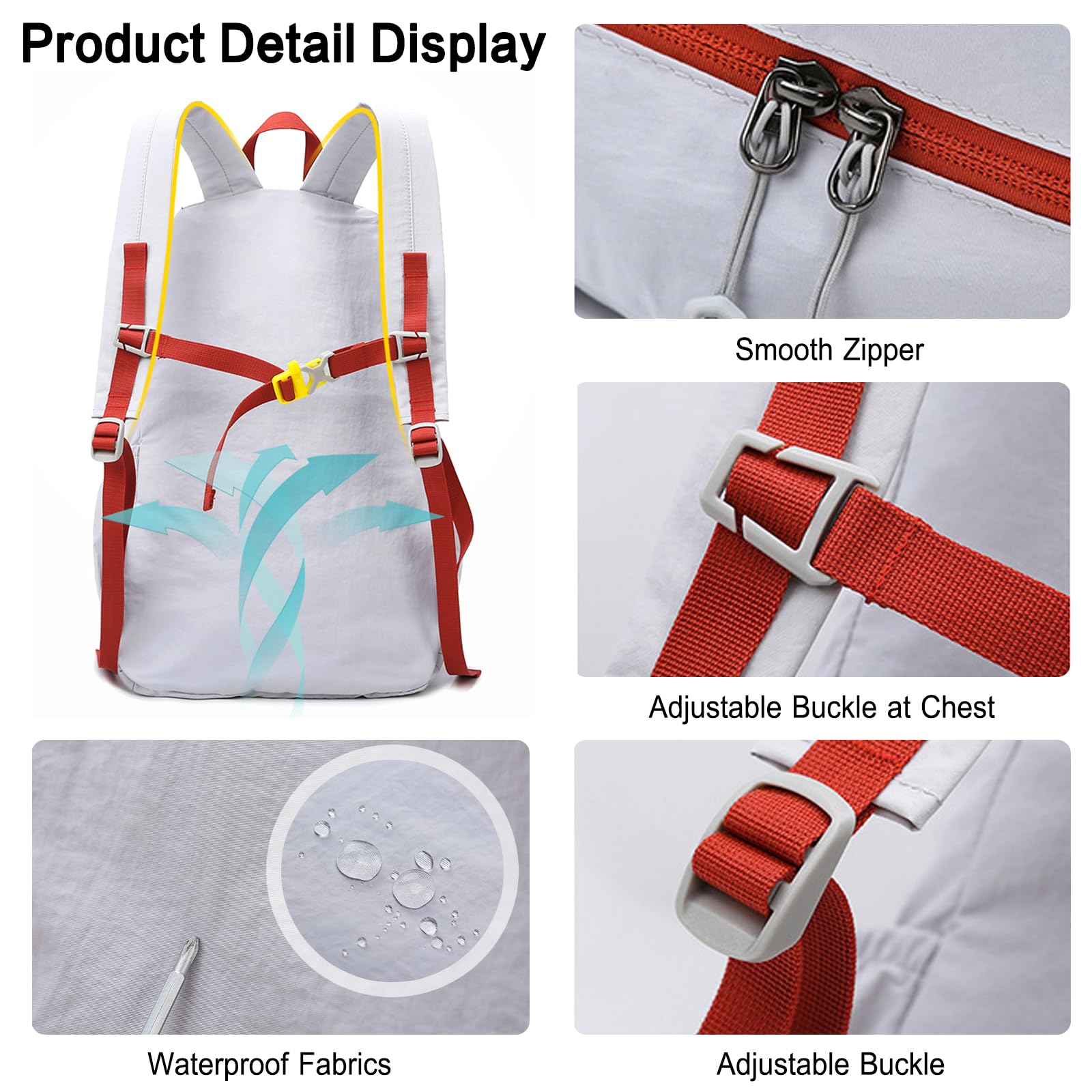 Zaino da Trekking Zaino Pieghevole 25L Leggero Impermeabile Zaino Hiking Backpack per Donna Uomo Ciclismo Viaggio Sport Uso Quotidiano Rosa