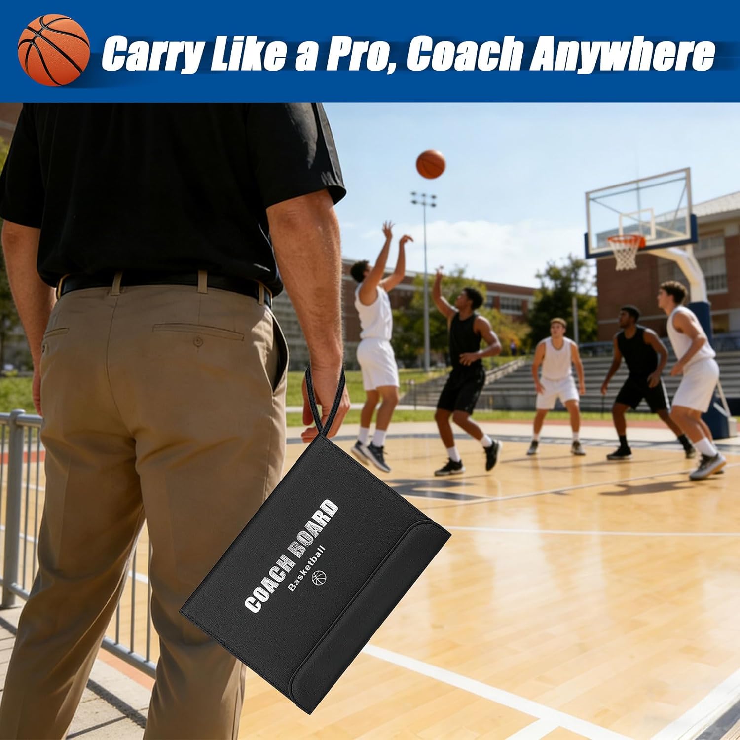 Basketball Coaching Board with Magnetic Players - Dry Erase Clipboard for Basketball Coaches, Professional All-in-One Basketball White Board for Coaching Includes Play Templates & Storage