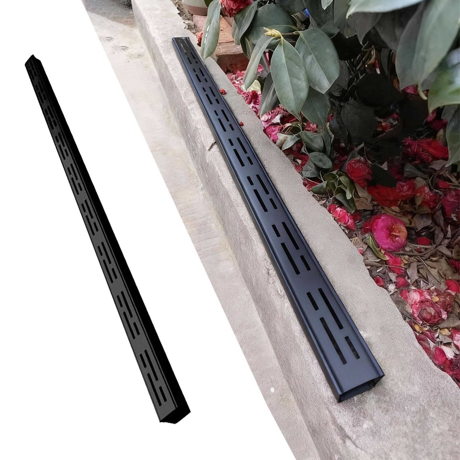 GLDYTVF Stainless Steel 304 Drainage Grate for Rainwater Channel Silver Linear Drainage Trench Indoor/Outdoor Use Various Sizes 1m 15x4cm (5.9" x 1.6") 1pc