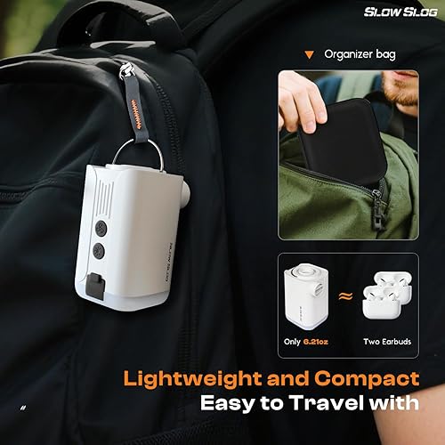 Miniatura 7 de Bomba de aire eléctrica portátil con luz de campamento, bomba de aire de mochilero de 5 Kpa para infladodesinflado rápido, ideal para colchón de